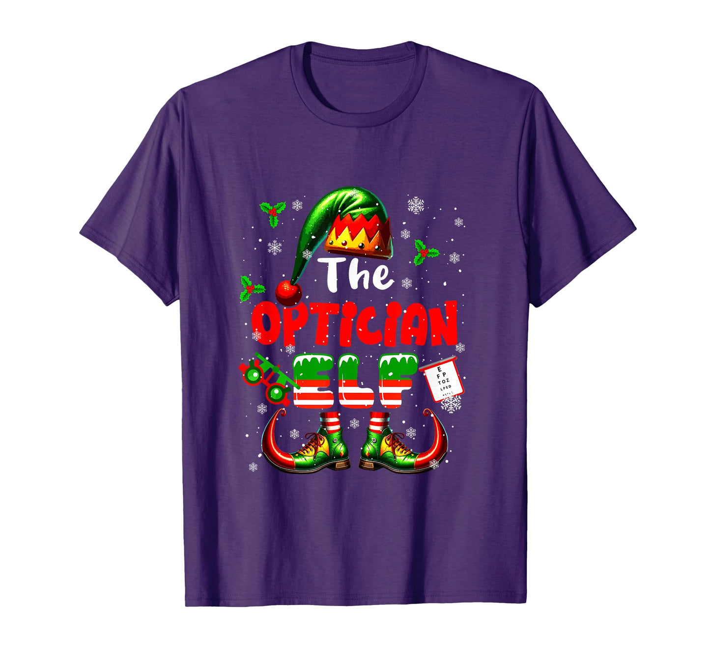 The Optician Elf Christmas Funny Job Team Matching Parties T-Shirt
