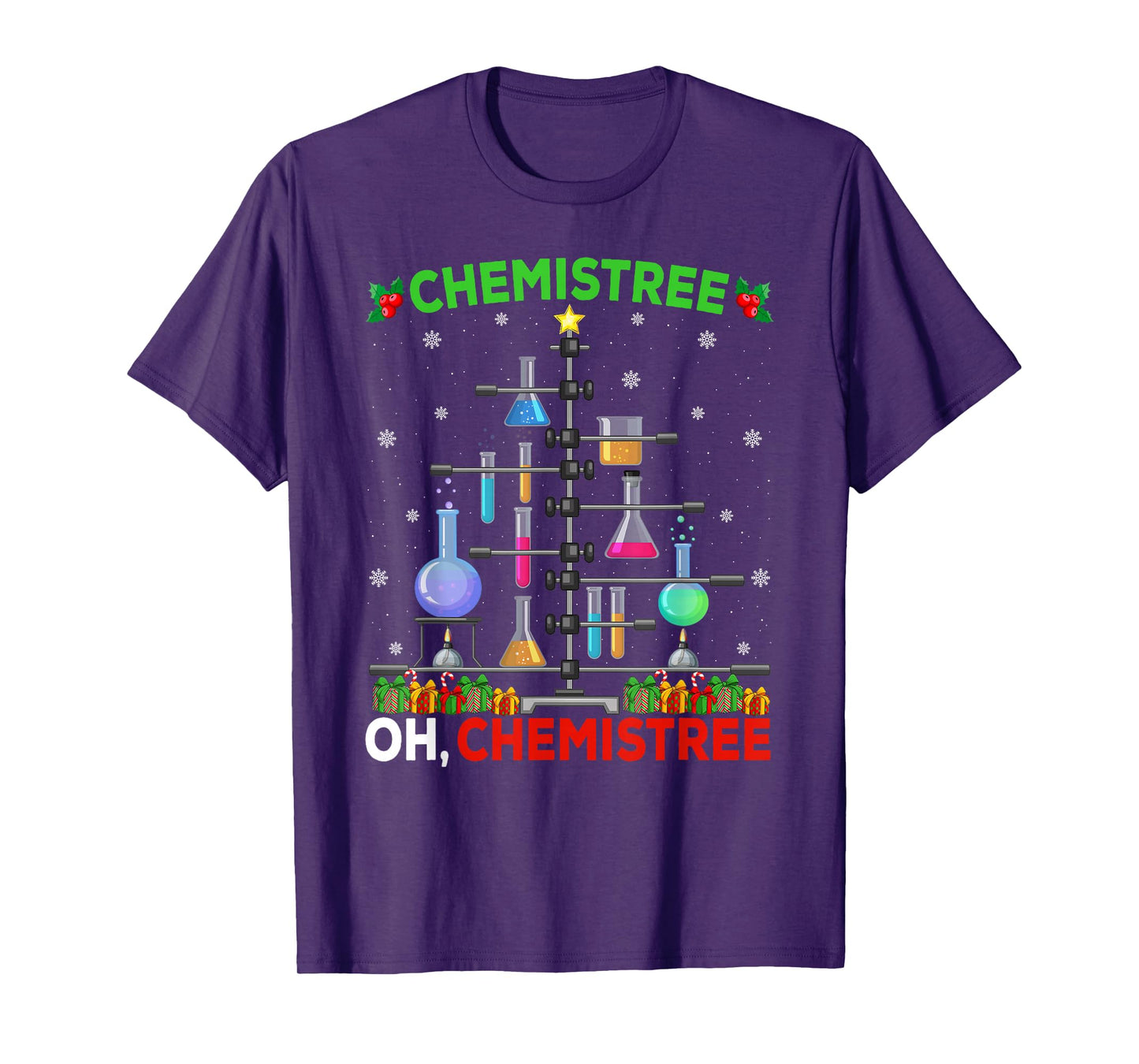Chemistry Science Christmas Tree Pajamas Funny Oh Chemistree T-Shirt