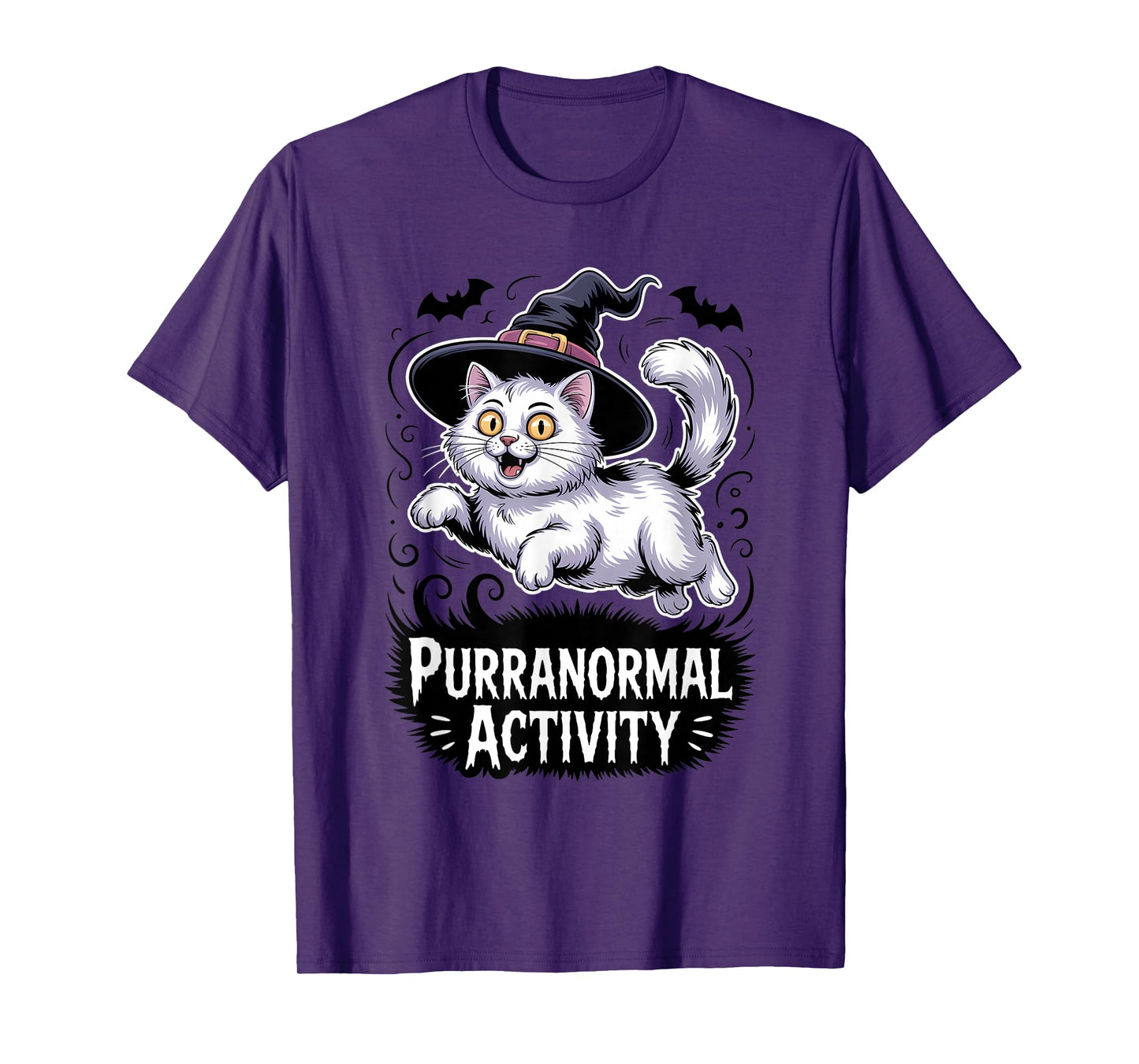 Purranormal Activity Flying Cat Witch Funny Halloween T-Shirt