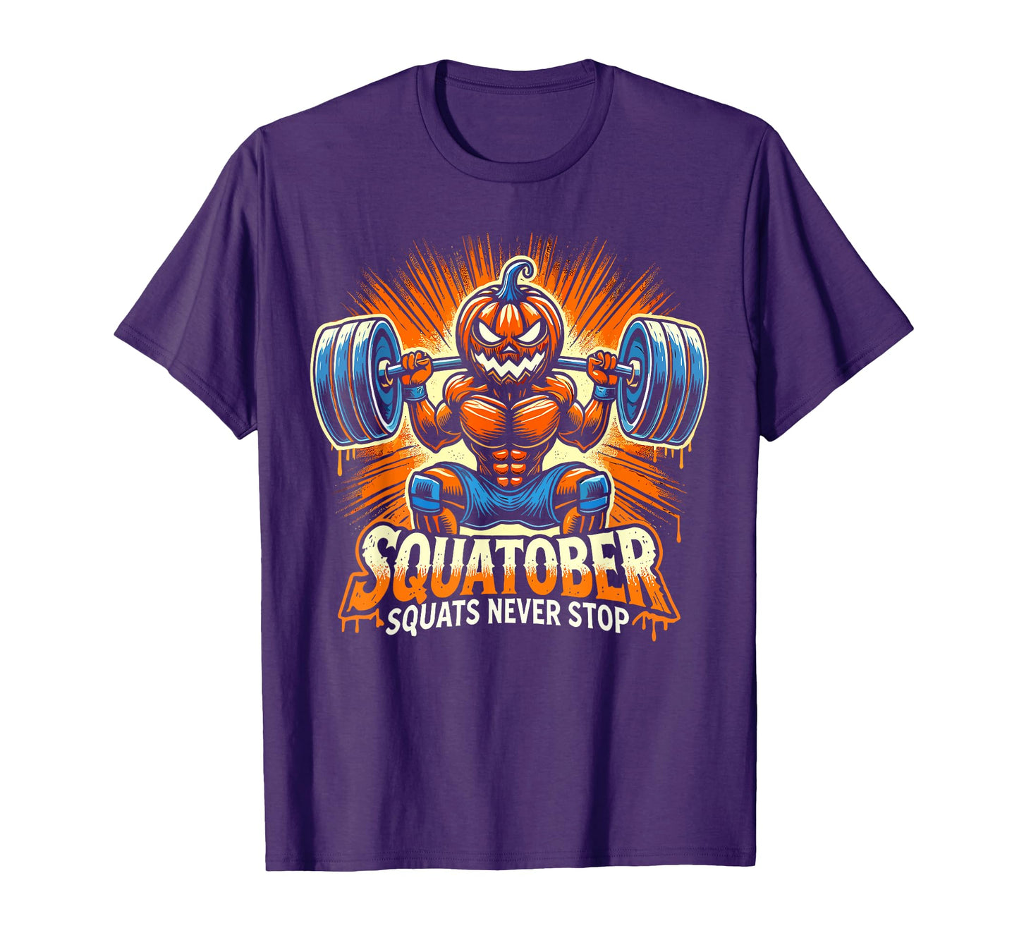 Squatober Pumpkin Halloween Costume, Spooky Weightlifting T-Shirt