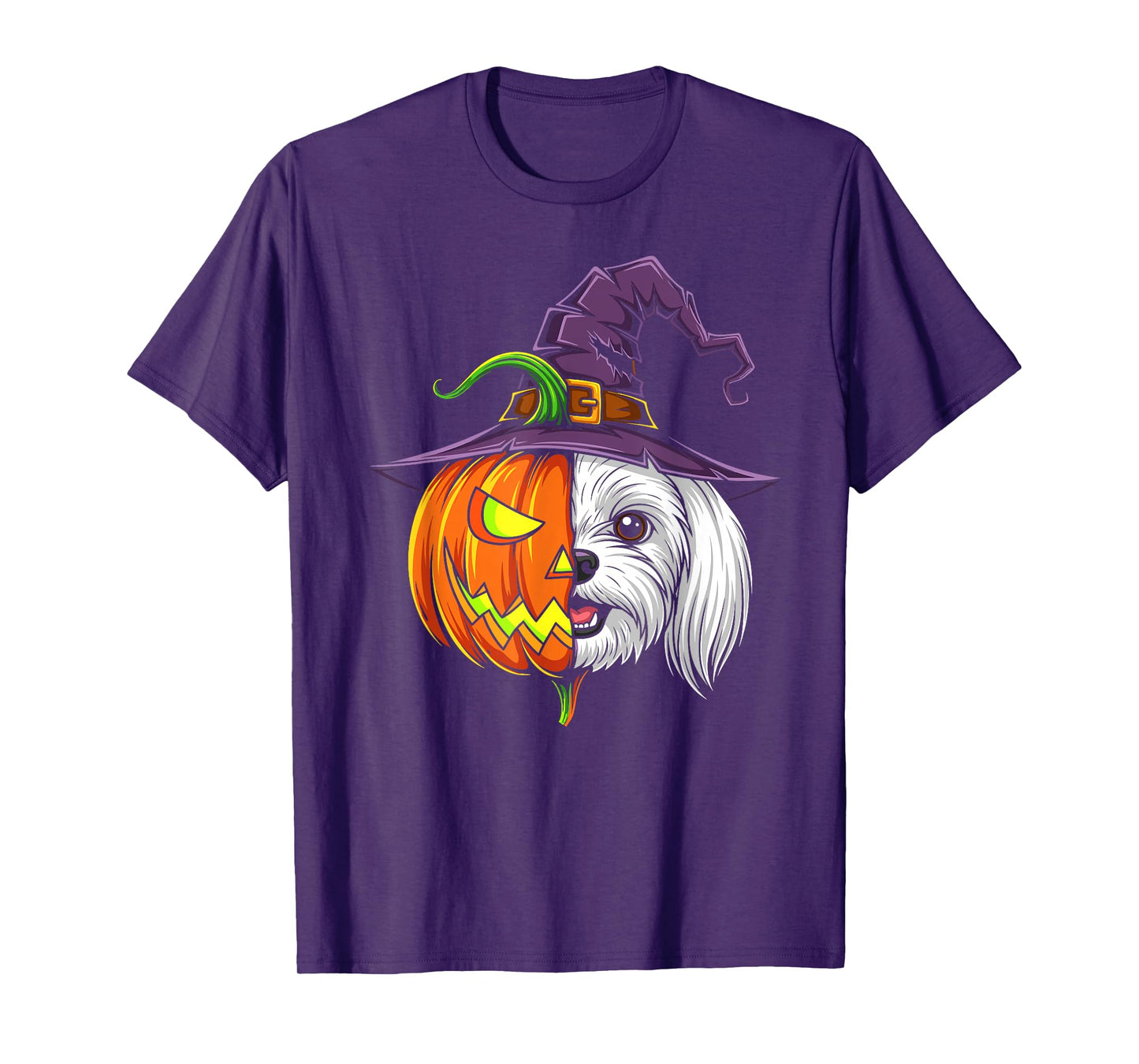 Maltese Pumpkin Jack O Lantern Halloween Kids Mens Womens T-Shirt