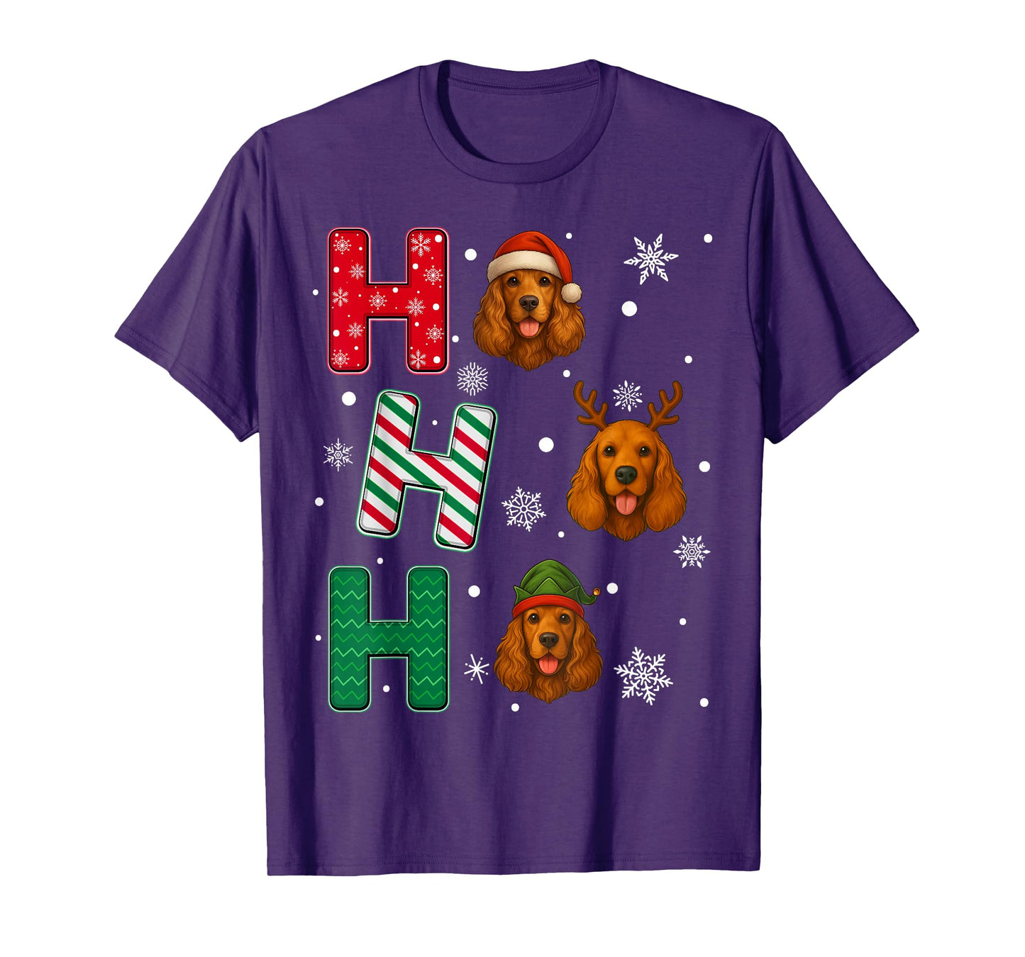 Ho Ho Ho American Cocker Spaniel Dog Christmas Santa Elf T-Shirt