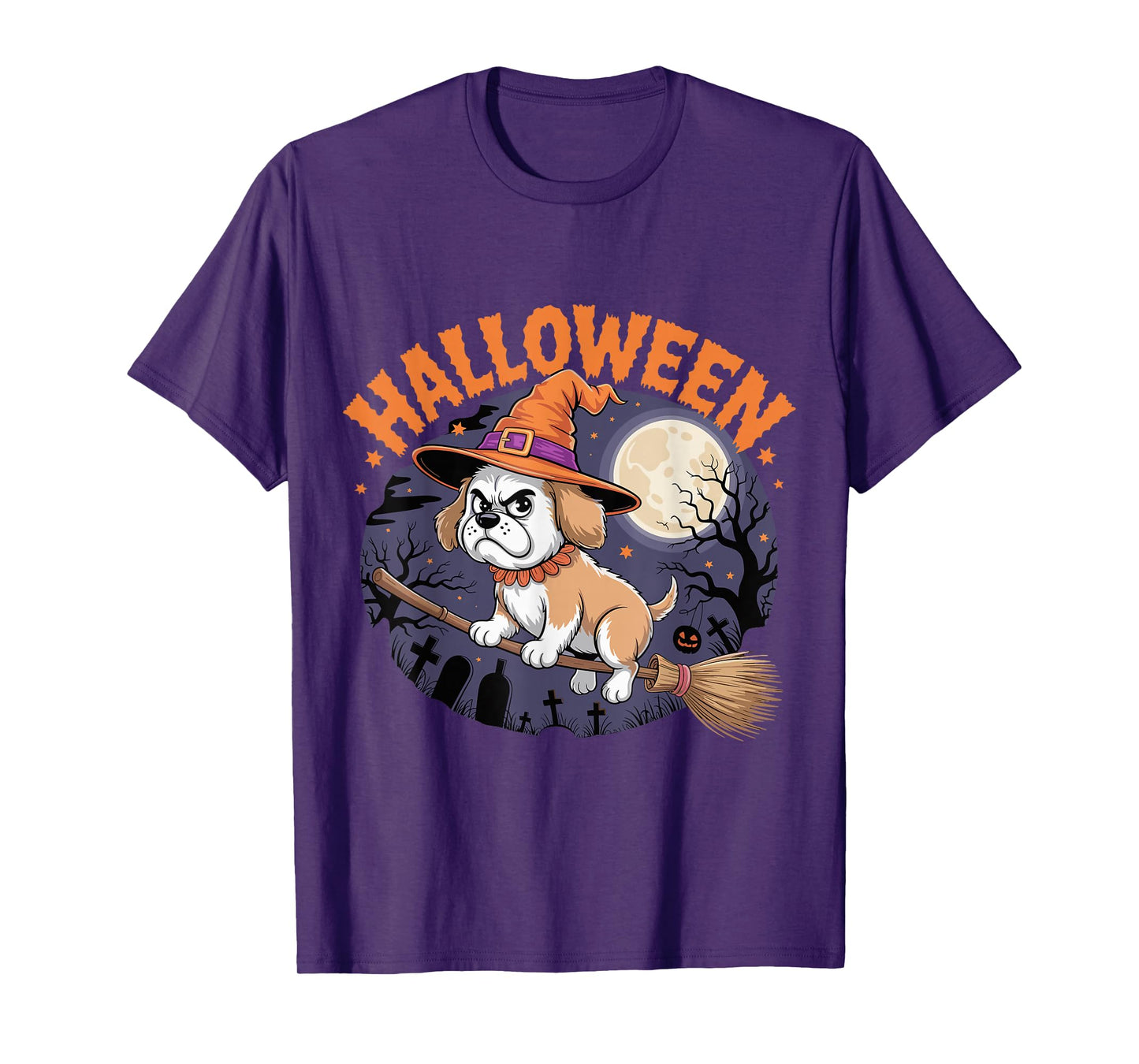 Happy Cute Halloween Themed Shih Tzu Dog T-Shirt