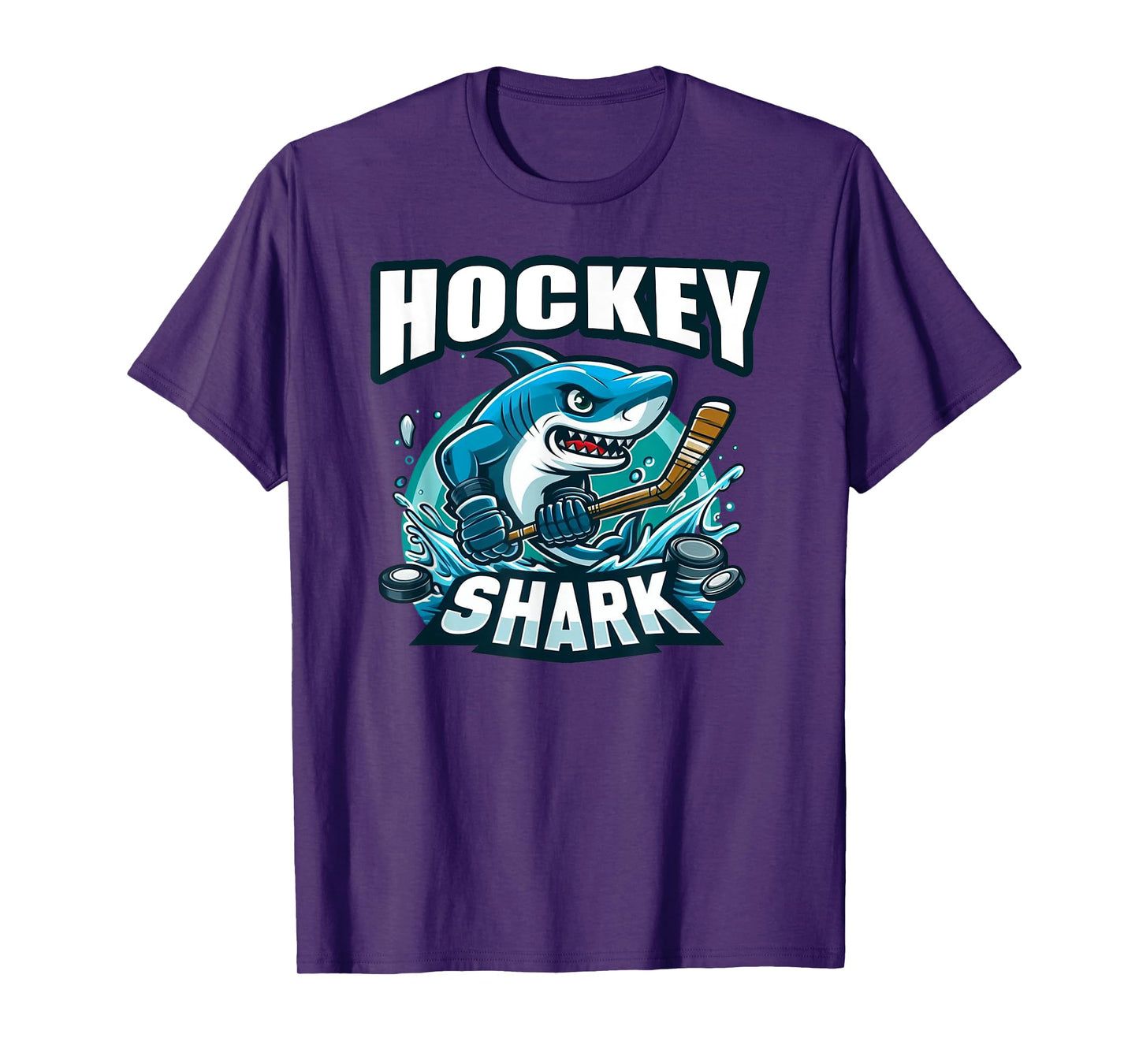 Shark Playing Hockey Funny Hockey T-Shirt