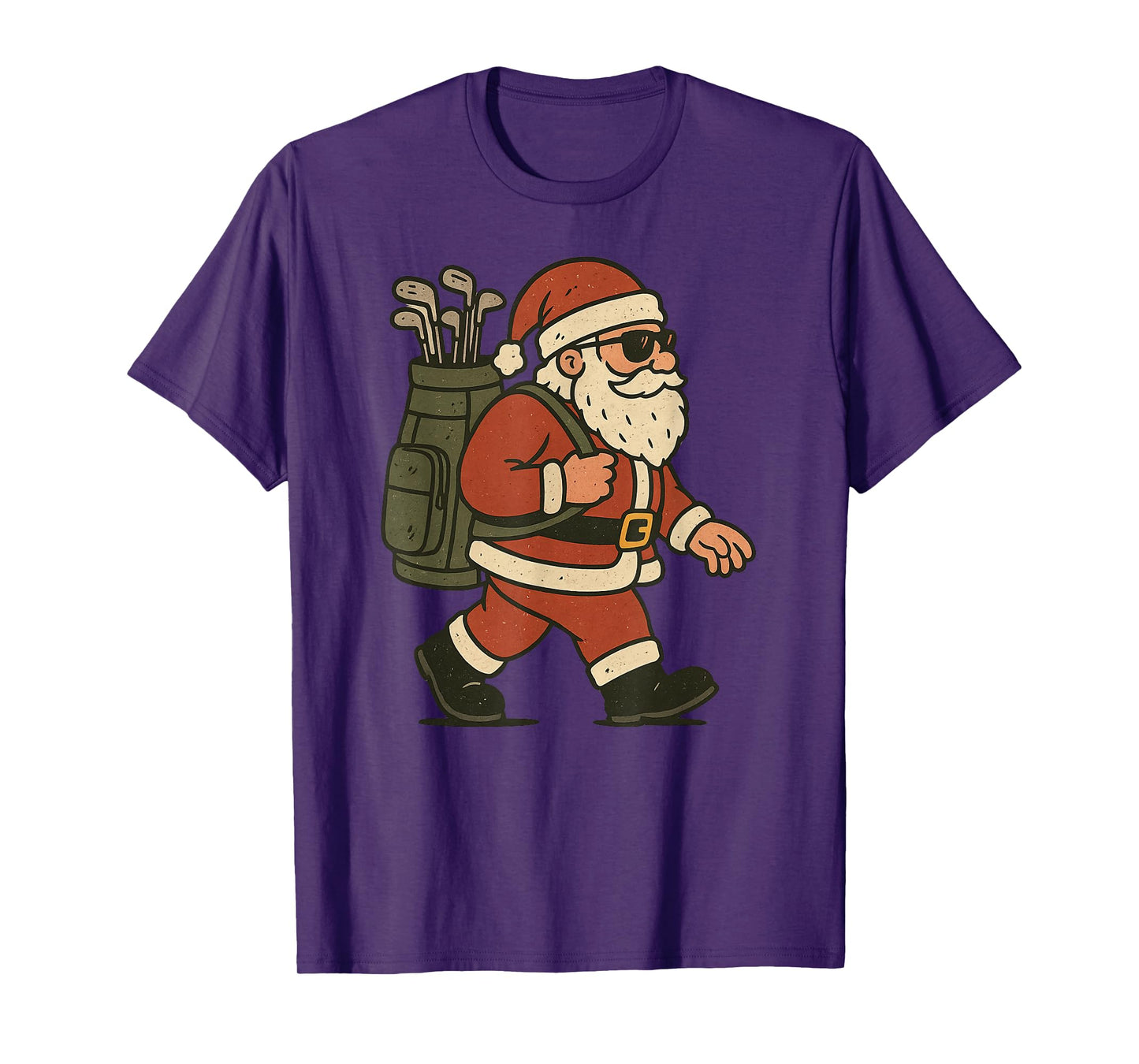 Santa Playing Golf Christmas Vintage Funny Xmas T-Shirt