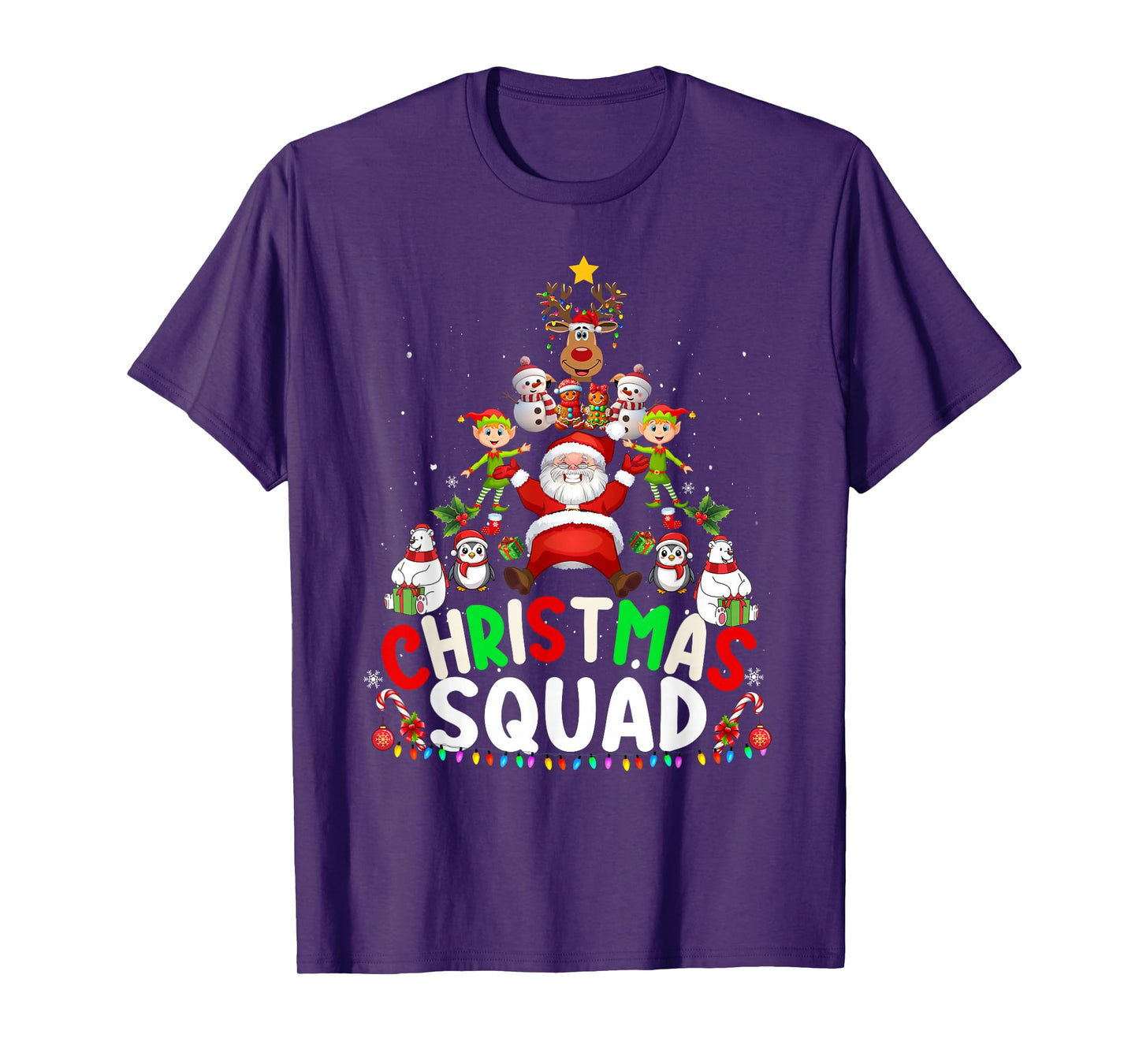 Christmas Squad Santa Elf Tree Xmas Family Matching Pajamas T-Shirt