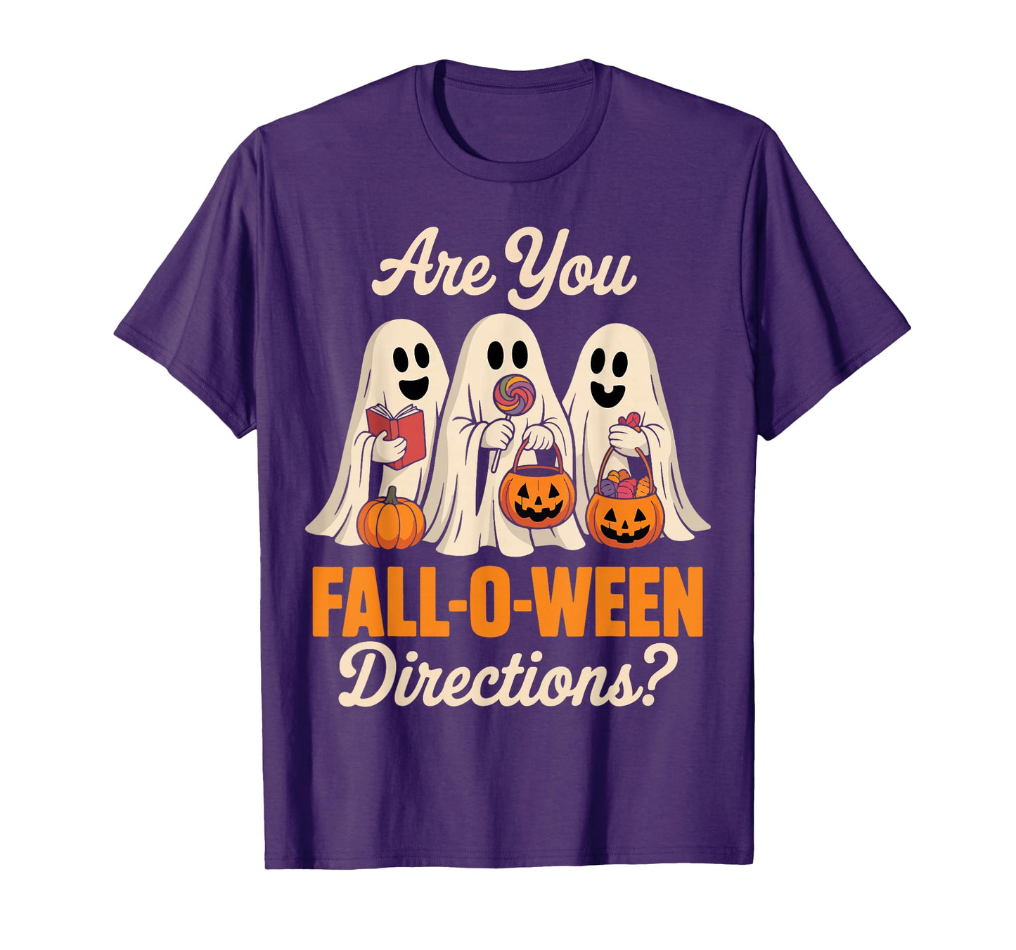 are You Fall O Ween Directions Halloween Teacher Ghost Retro T-Shirt