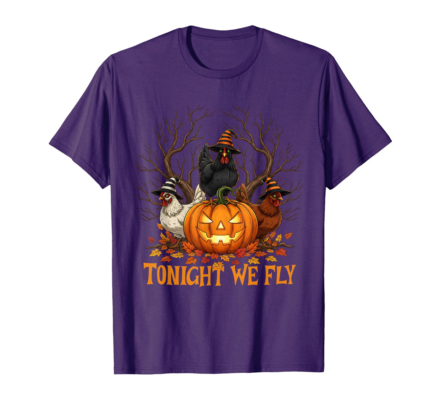 Tonight We Fly Funny Witch Chicken Spooky Season Halloween T-Shirt