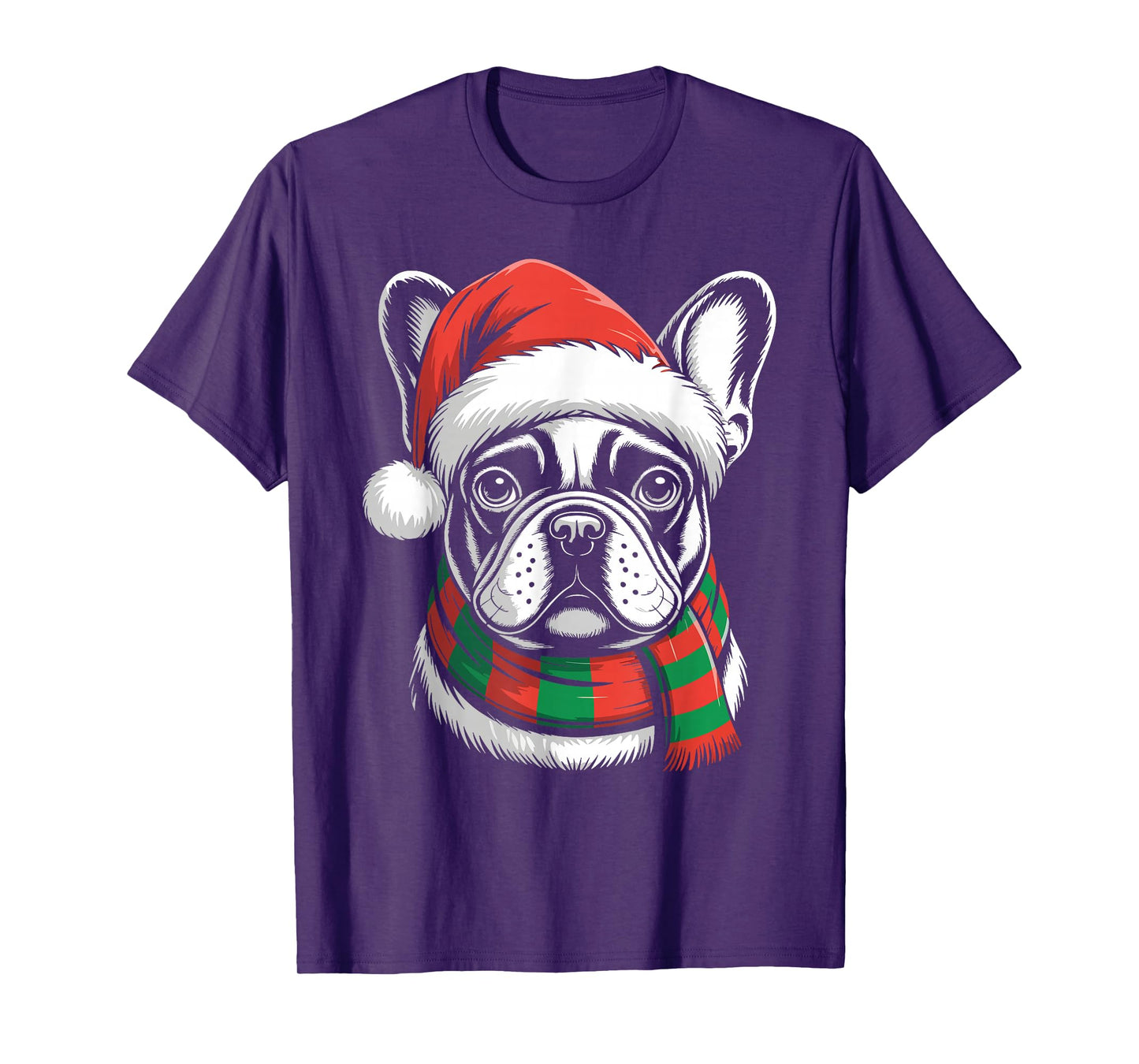 French Bulldog Xmas Santa Hat Scarf Christmas Costume T-Shirt