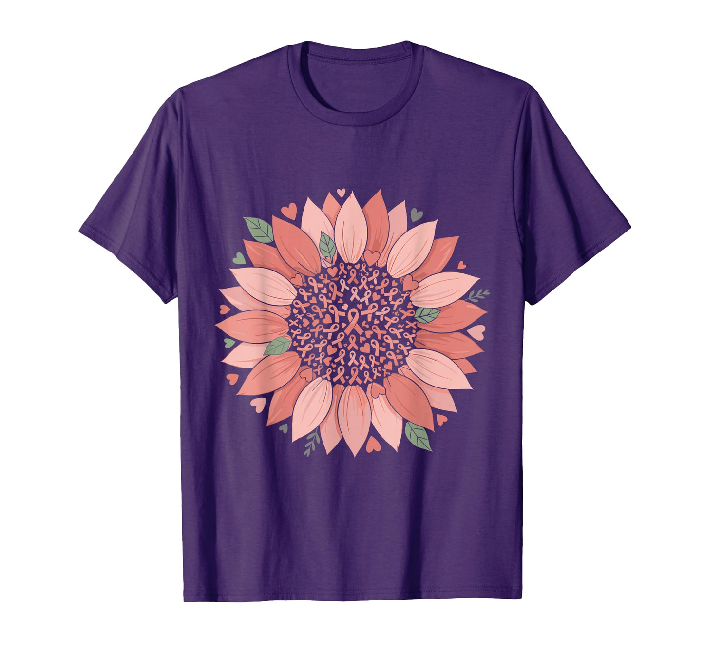 Sunflower Cute Ribbon Breast Cancer Awareness Art T-Shirt