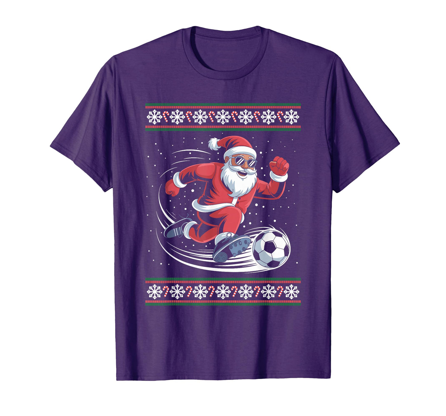 Santa Claus Soccer Player Ugly Christmas Sweater Kids Men T-Shirt