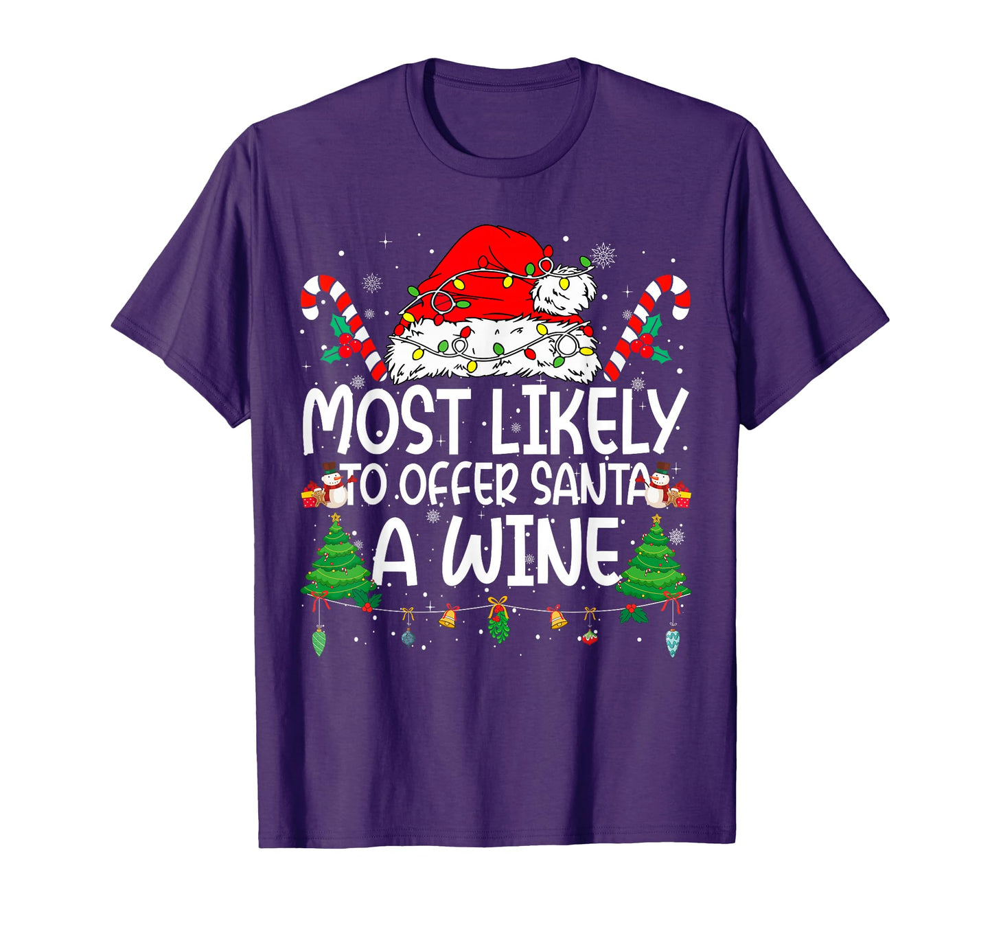Family Matching Xmas Most Likely to Offer Santa A Wine T-Shirt