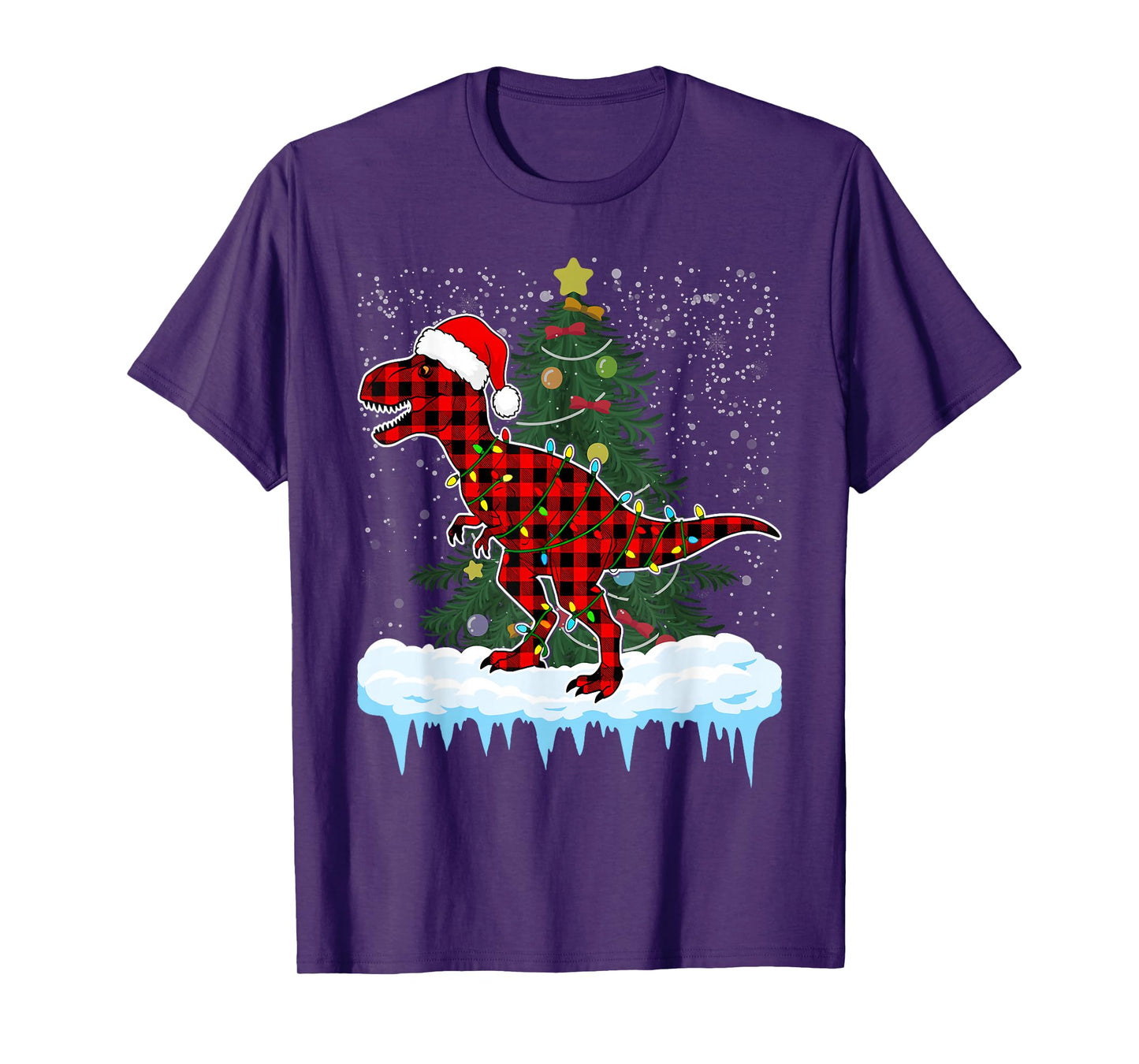 Christmas Dinosaur Buffalo Plaid, Santa Trex Pajama T-Shirt