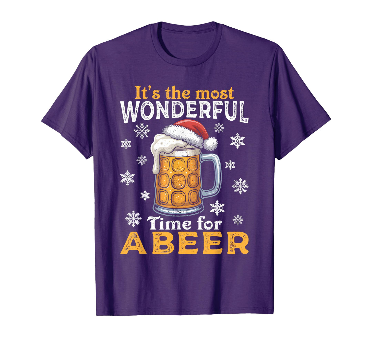 Funny Christmas Pajama Outfit Men Women Beer Mug Santa Hat T-Shirt