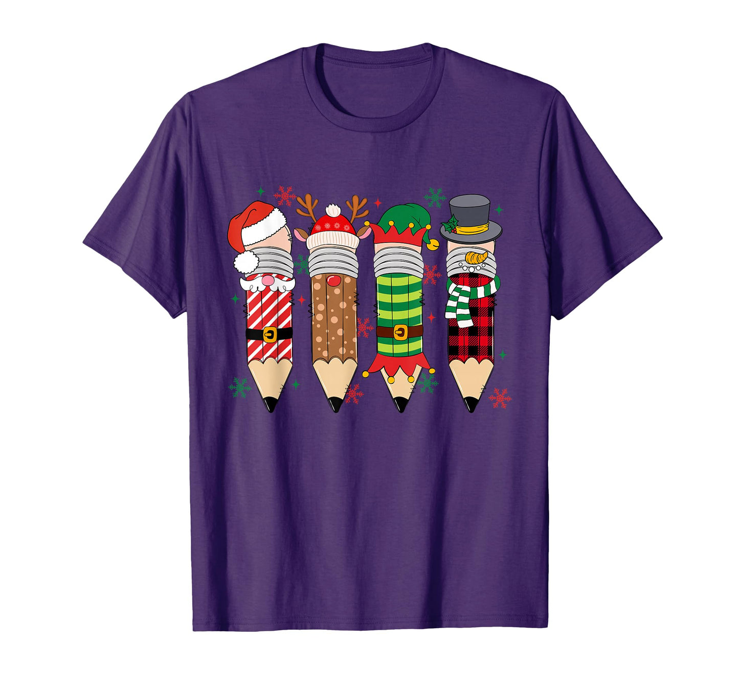 Funny Teacher Christmas Reindeer Santa Pencil School Xmas T-Shirt