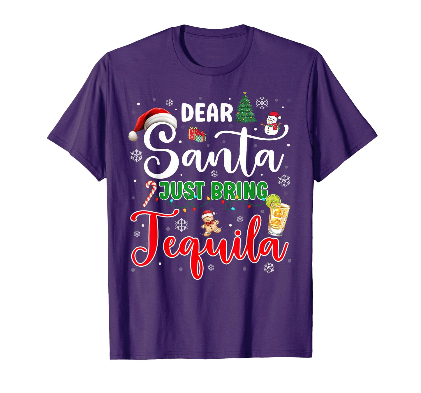 Dear Santa Just Bring Tequila Christmas Drinking Xmas Pajama T-Shirt