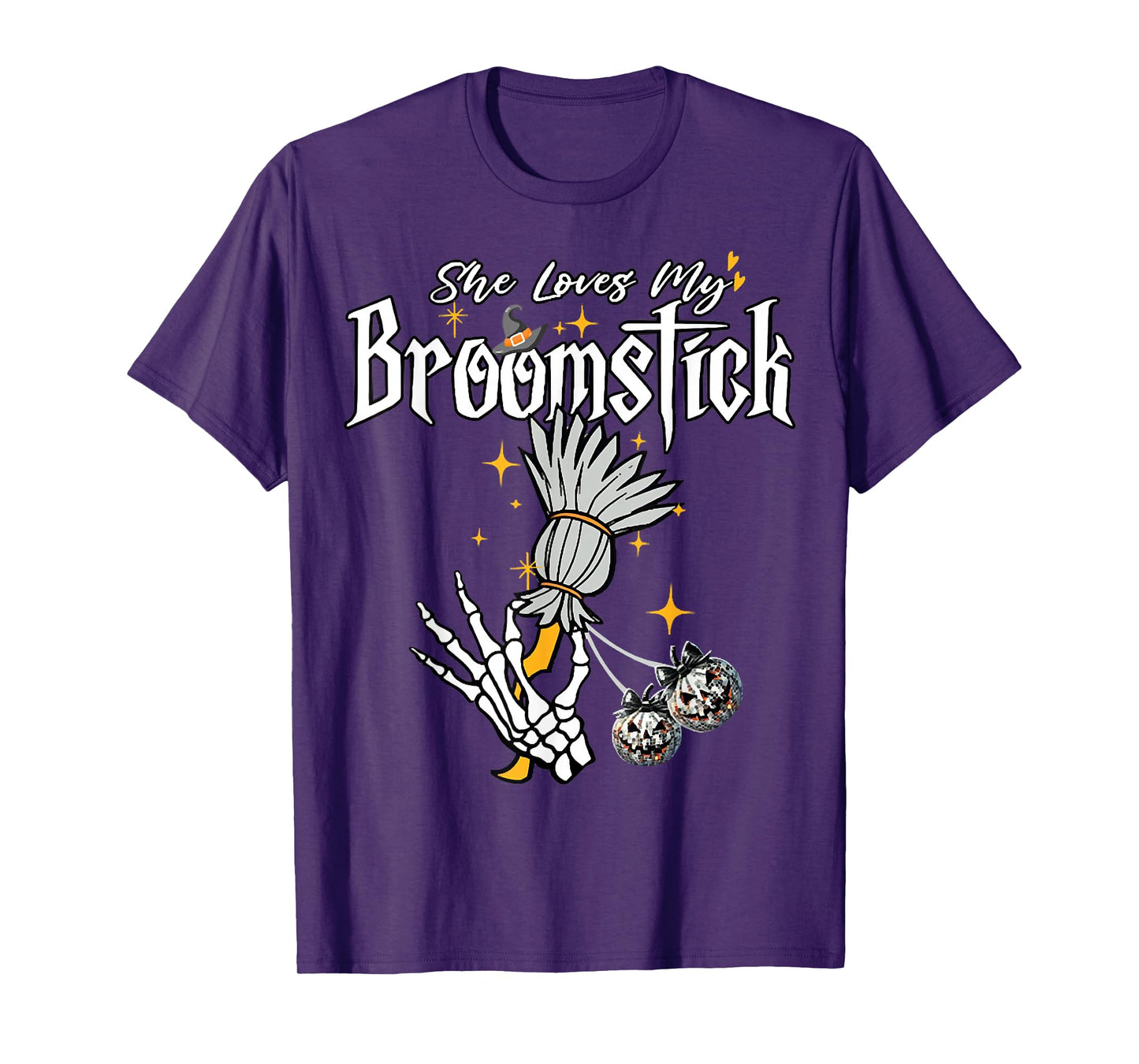 She Loves My Broomstick Flying Witch On Broomstick Halloween T-Shirt