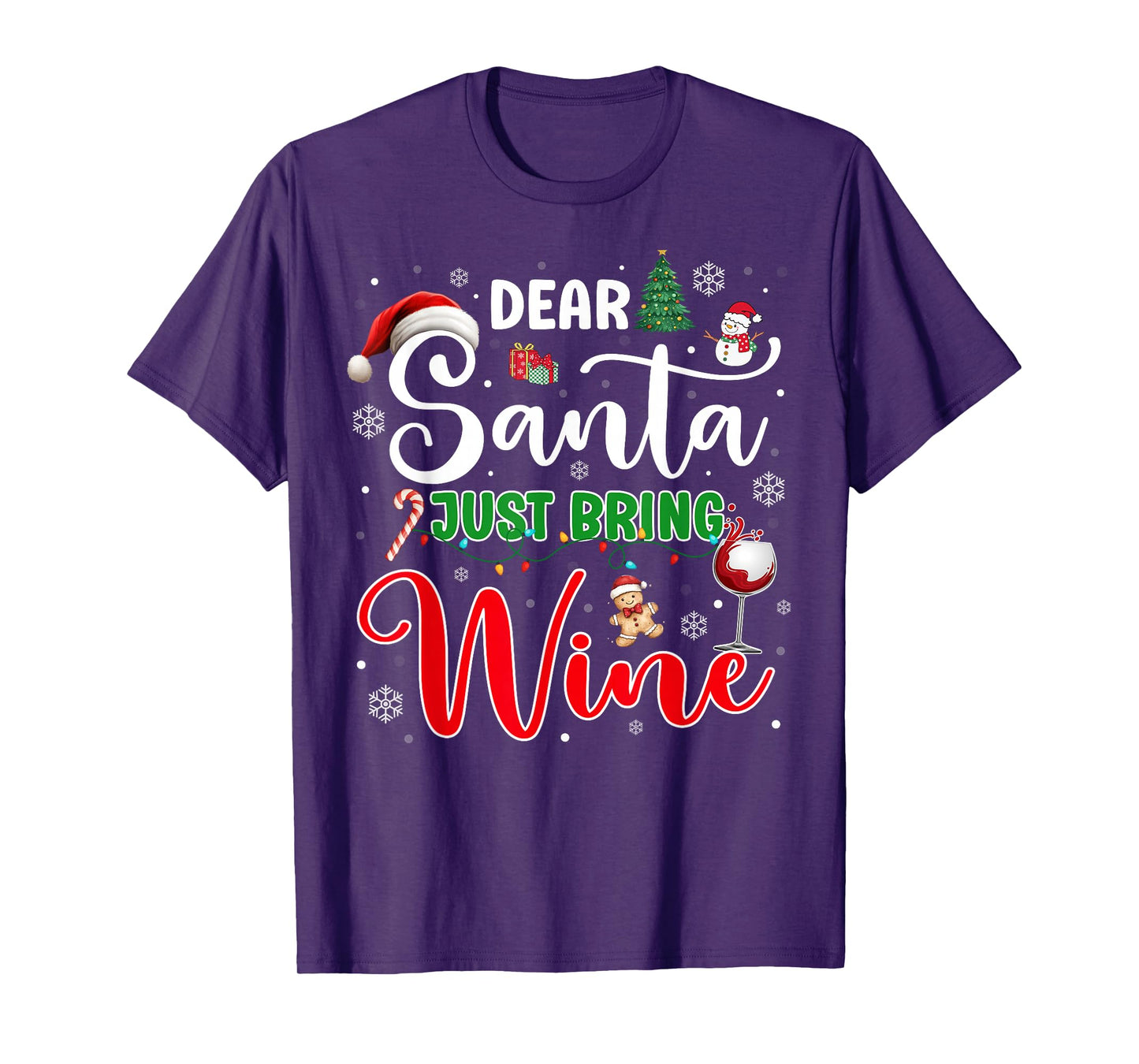 Dear Santa Just Bring Wine Christmas Drinking Xmas Pajama T-Shirt