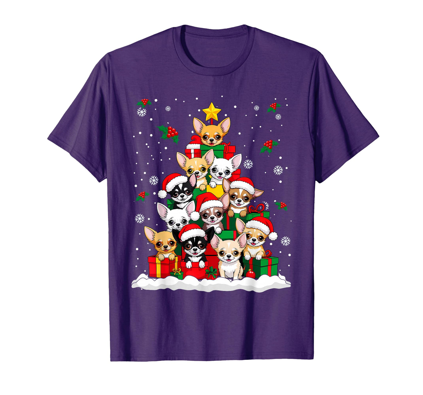 Chihuahua Christmas Tree Dog Santa Xmas Boys Girls Dogmas T-Shirt
