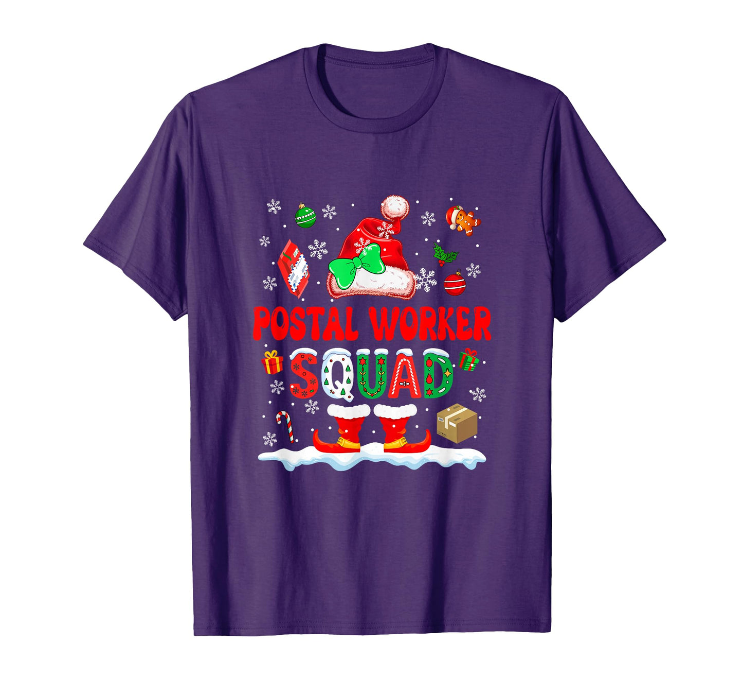 Postal Worker Squad Women Job Christmas Santa Bow Tie T-Shirt