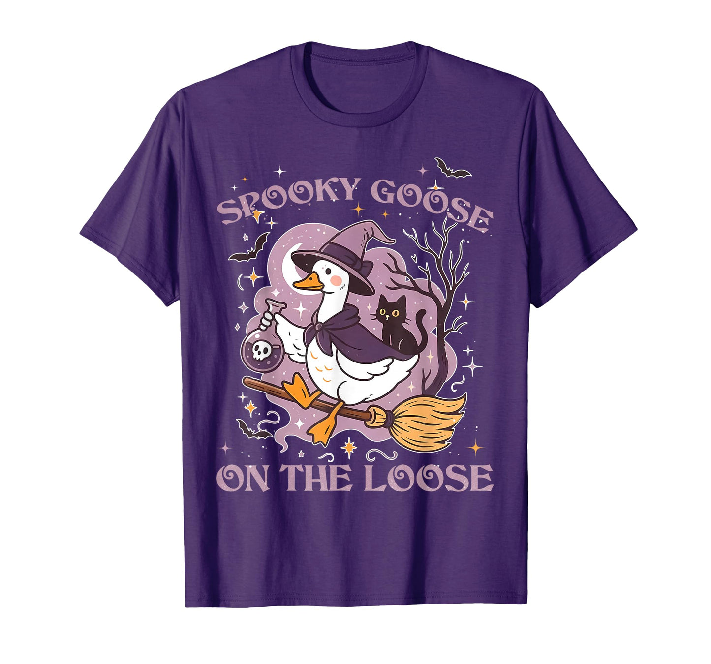 Spooky Goose On The Loose Cute Goose Witch Halloween Costume T-Shirt