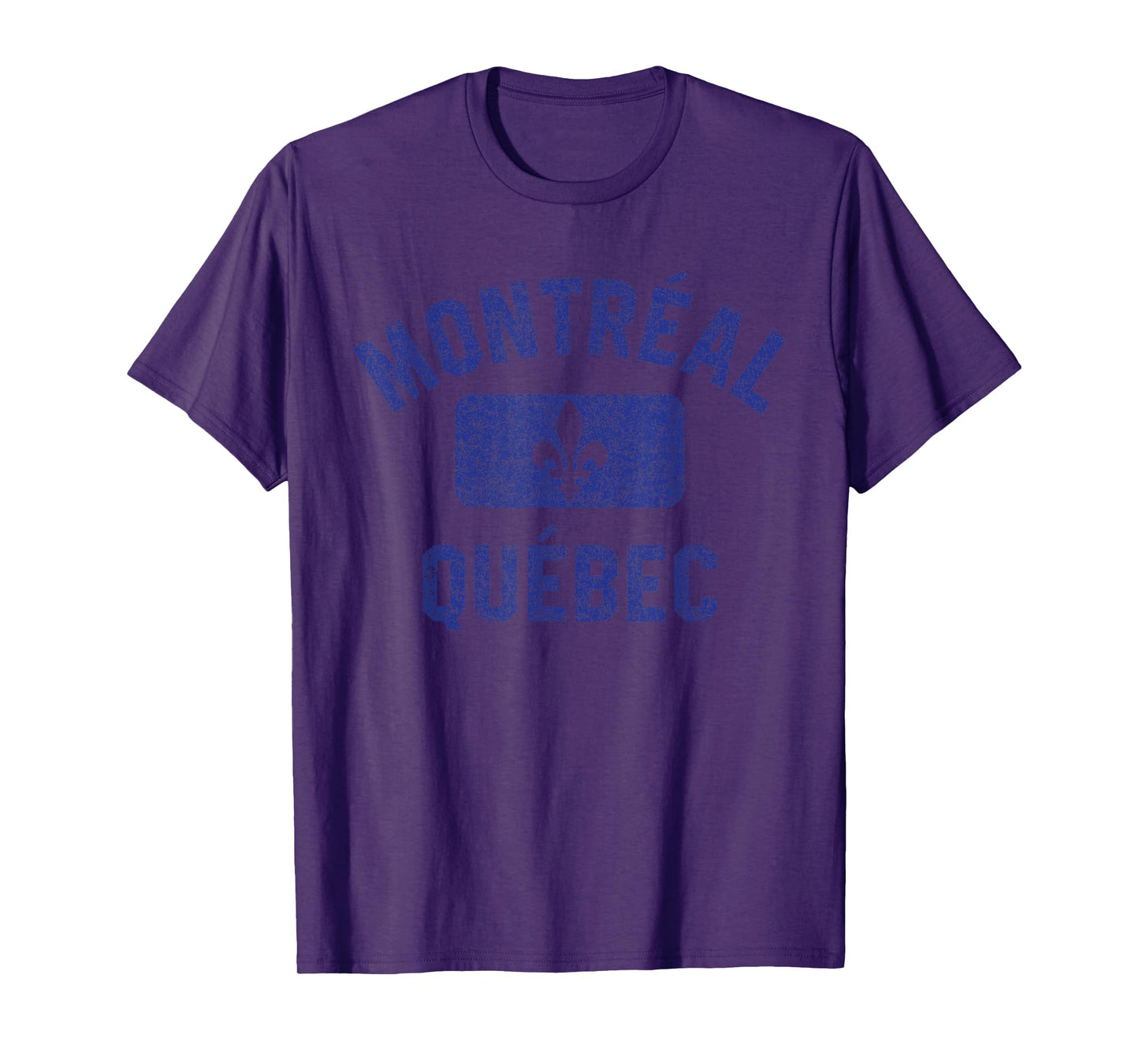 Montreal Quebec Fleur de Lys Gym Style Distressed Print T-Shirt