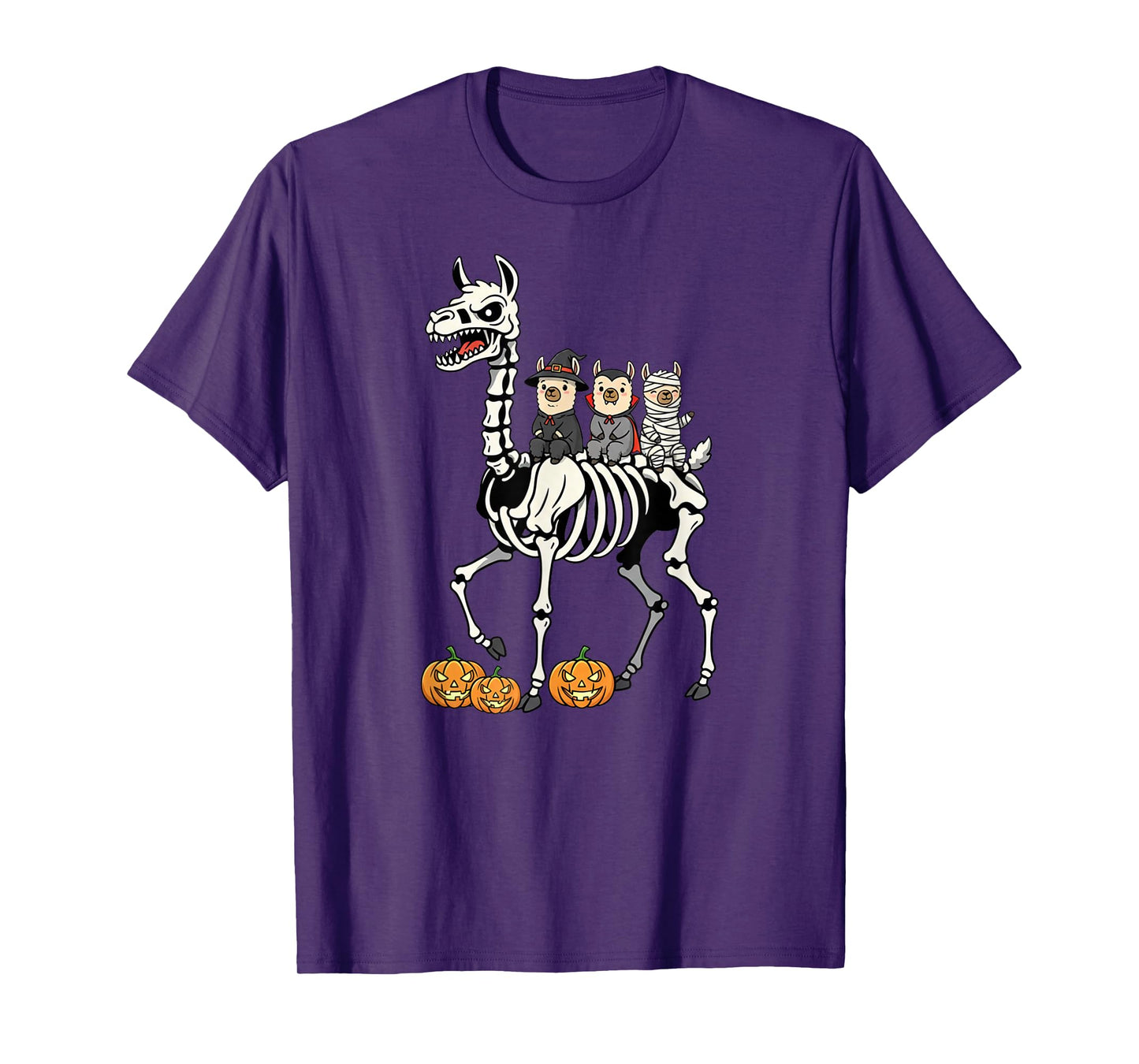 Funny Llama Skeleton Mummy Witch Halloween Kids Mens Womens T-Shirt