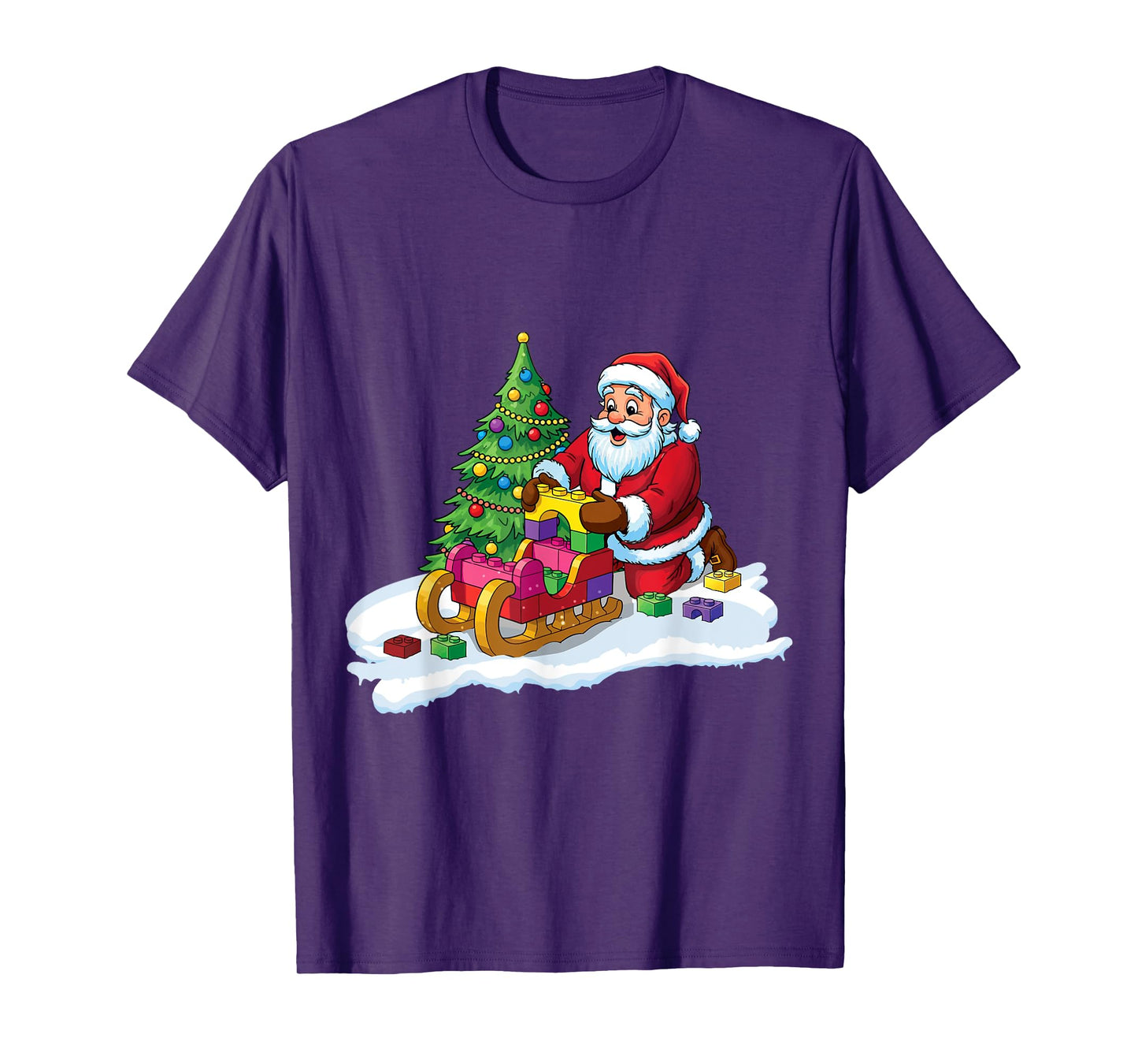 Block Building Christmas Builder Brick Master Santa Building T-Shirt