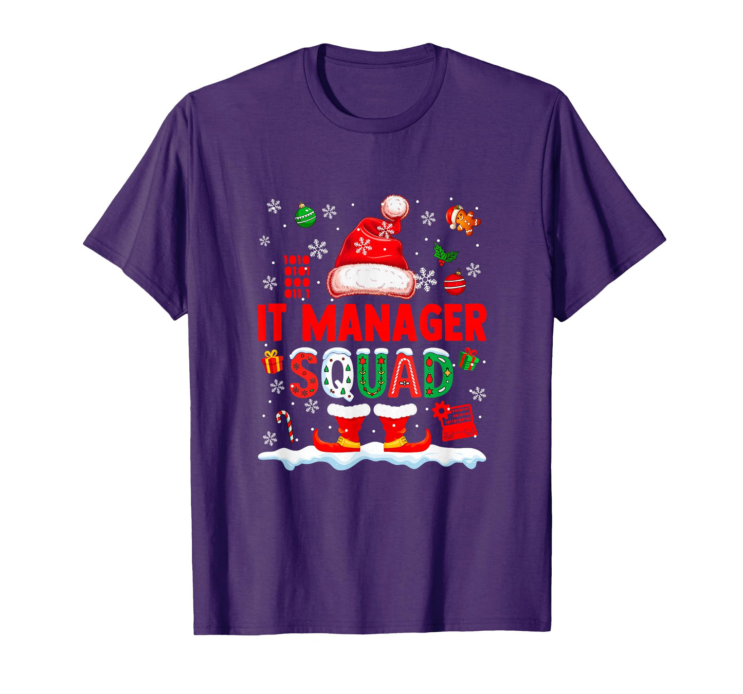 IT Manager Squad Men Job Christmas Santa Costume Bow Tie T-Shirt
