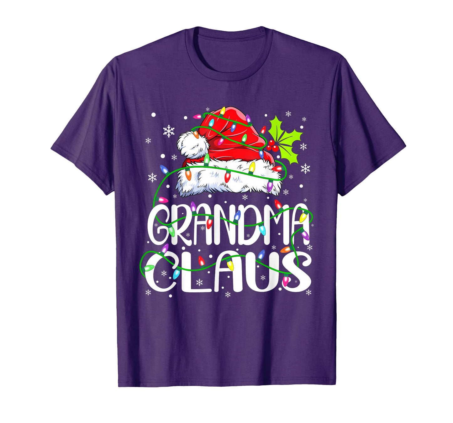 Grandma Claus Shirt Christmas Lights Pajama Family Matching T-Shirt