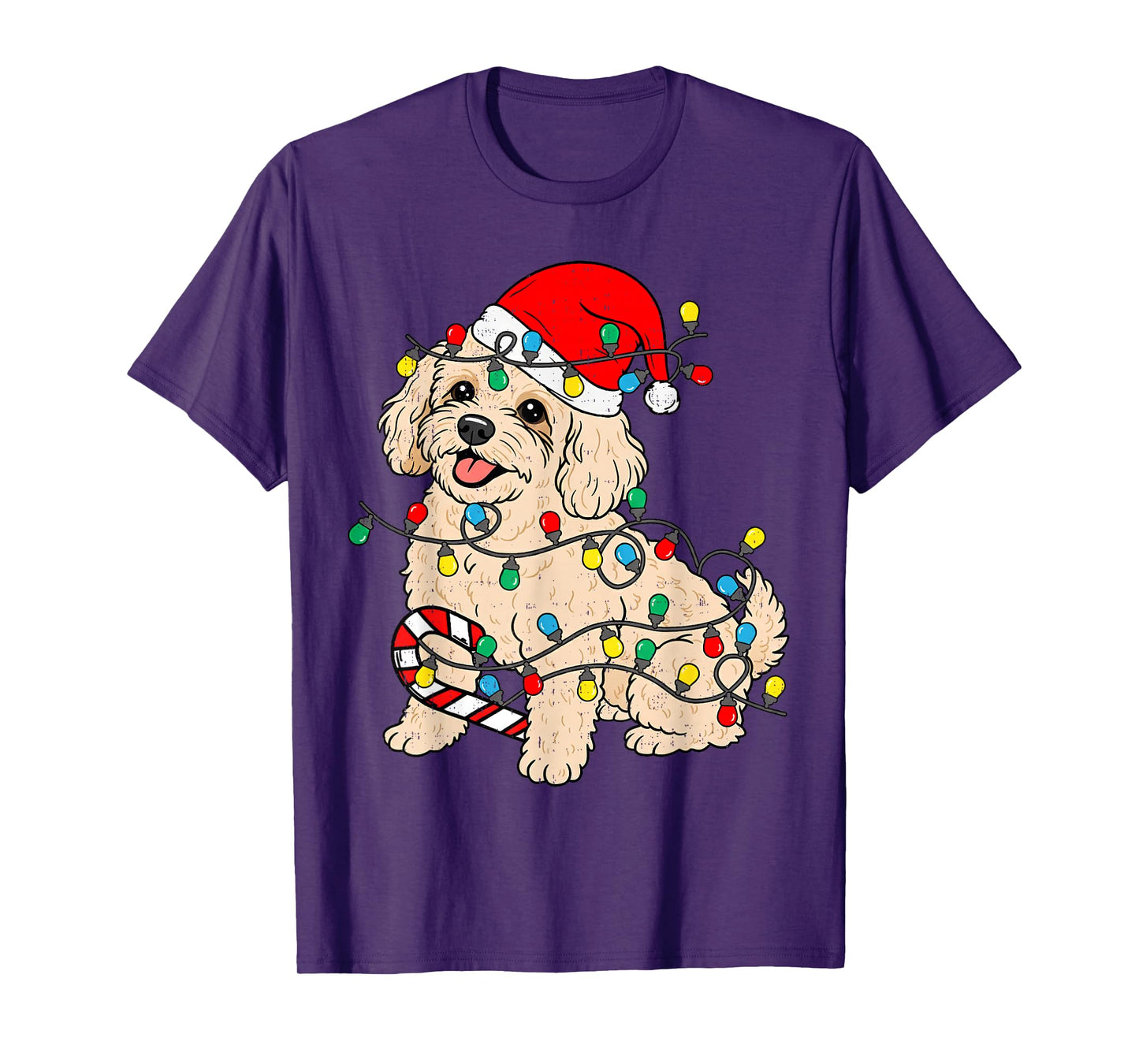 Toy Poodle Dog Christmas Lights Santa Xmas Pet Dog Lover T-Shirt