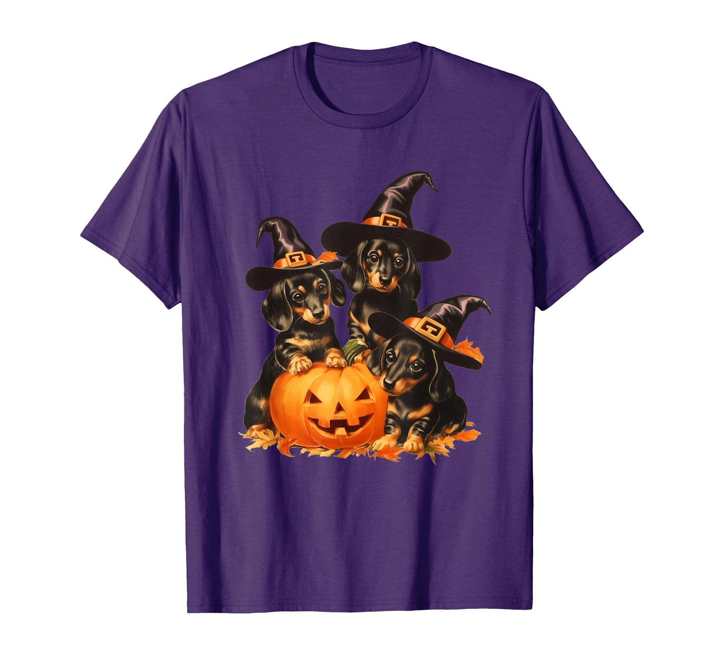 Vintage Dachshund Puppies Cute Weiner Witch Dog Mom Fall T-Shirt