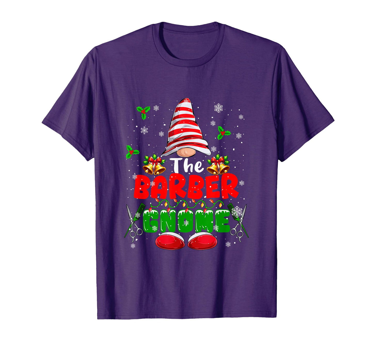 The Barber Gnome Christmas Colorful Costume Job Team T-Shirt