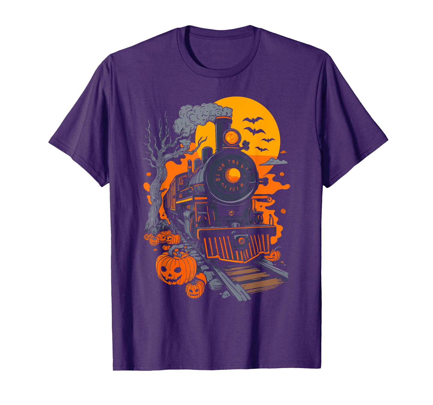 Vintage Halloween Train Jack O Lantern Pumpkin Kid Men Women T-Shirt