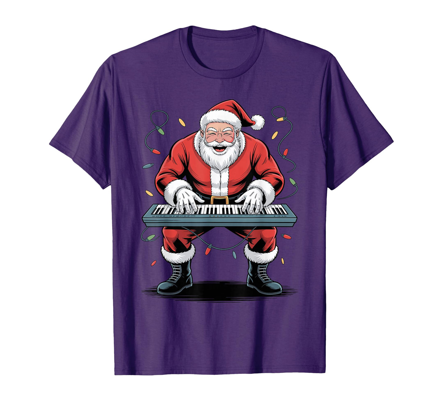Santa Playing Digital Keyboard Funny Holiday Chrismas Xmas T-Shirt