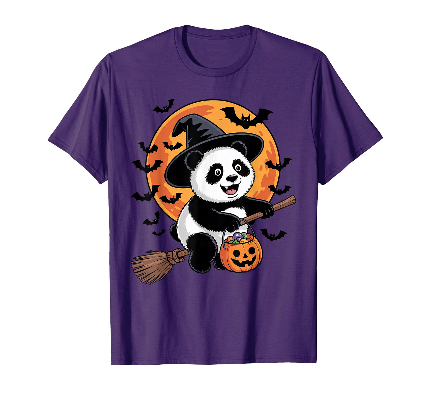 Panda Witch Jack-o-Lantern Candy Bucket Halloween Costume T-Shirt