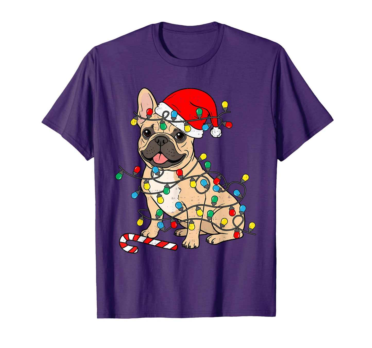 French Bulldog Dog Christmas Lights Santa Xmas Pet Dog Lover T-Shirt