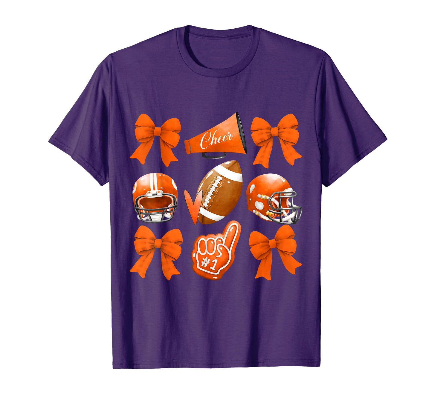Orange Coquette Football Cheer Game Day Women Boy Men T-Shirt