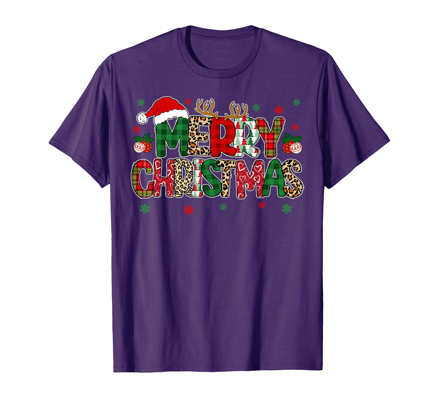 Merry Christmas Lights Red Santa Hat Xmas Family Men Women T-Shirt