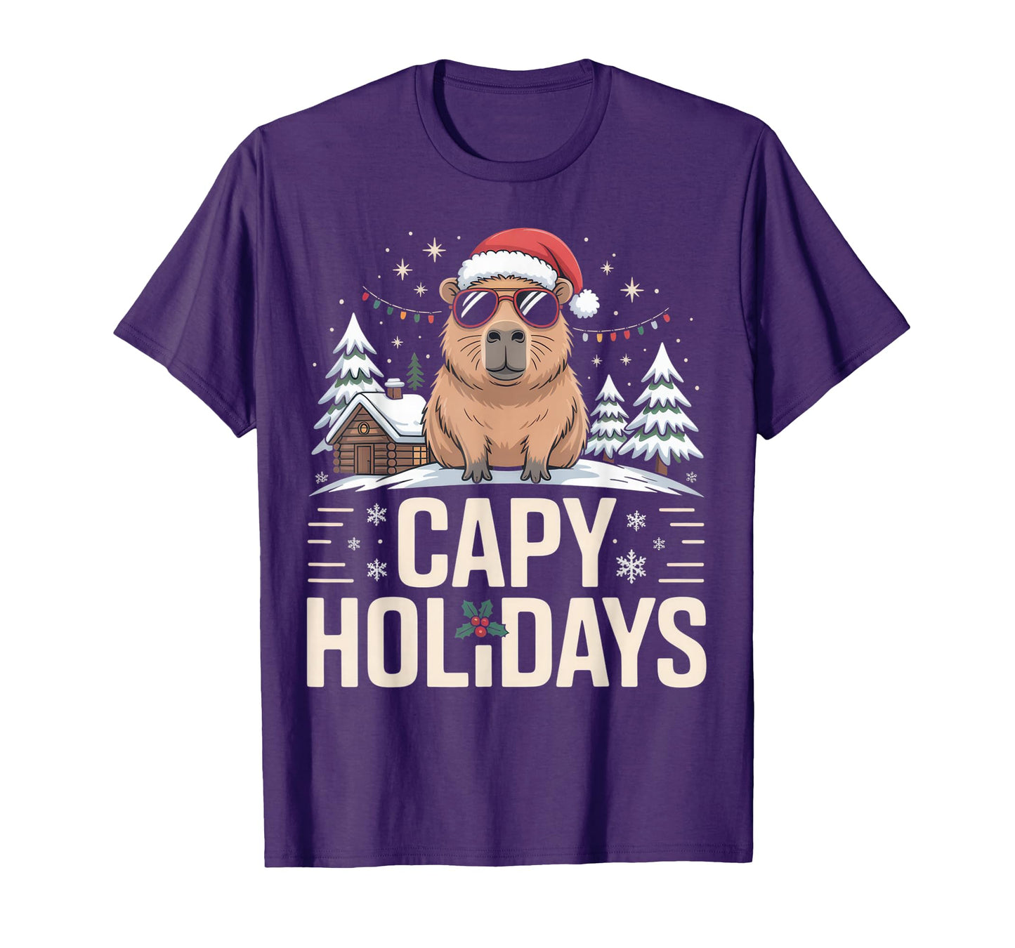 Capy Holidays Animal Lovers Festive Capybara Christmas Vibes T-Shirt