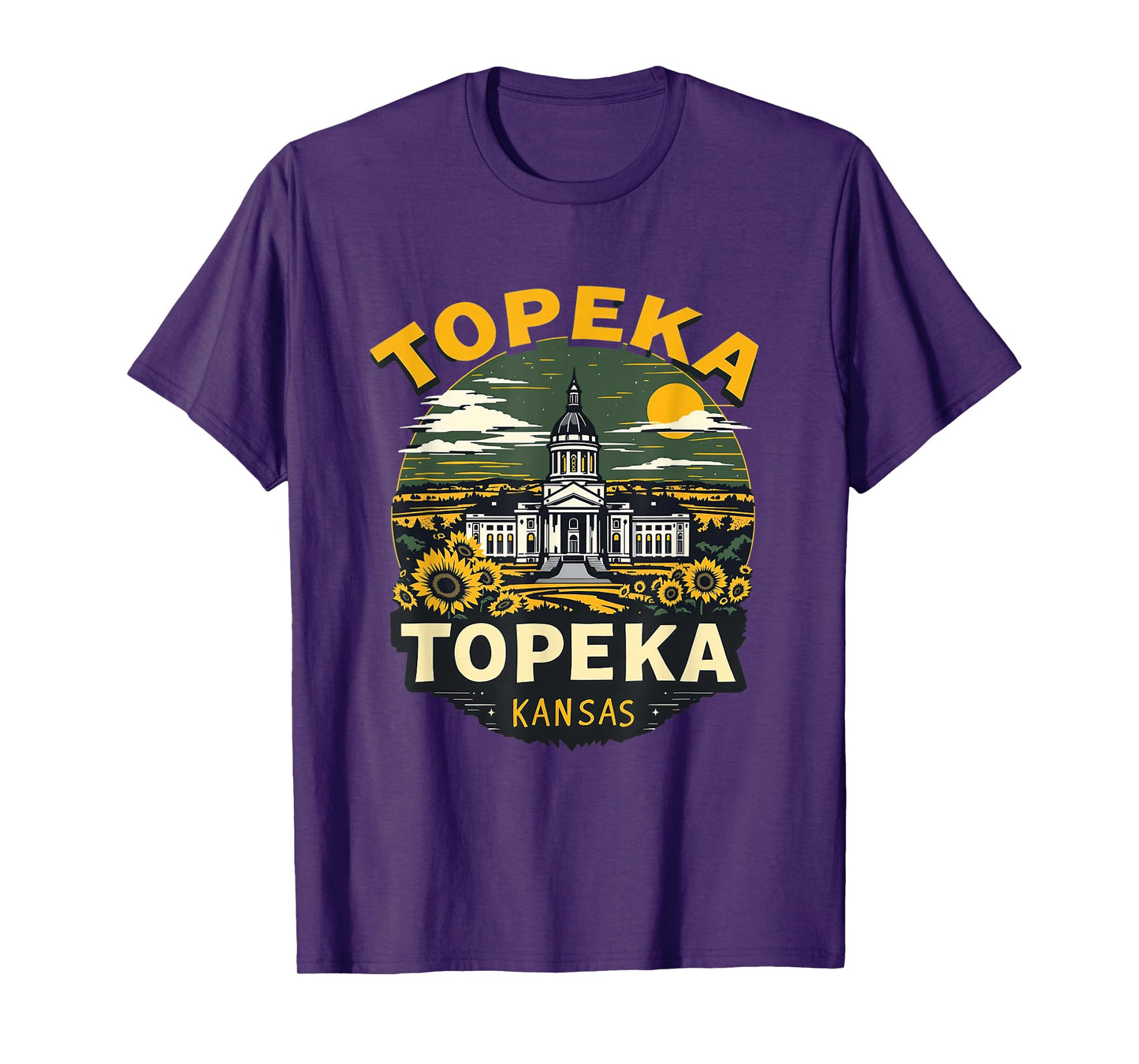 Topeka Skyline Vintage Topeka Kansas Floral Cityscape T-Shirt