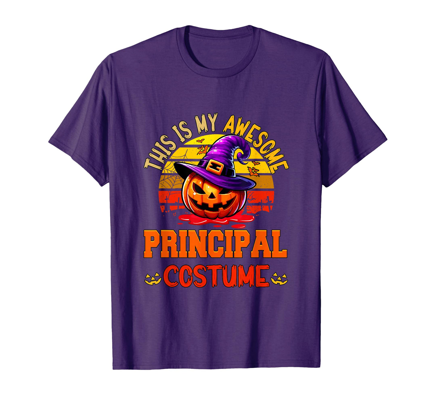 Vintage My Awesome Principal Costume Witch Carved Pumpkin T-Shirt