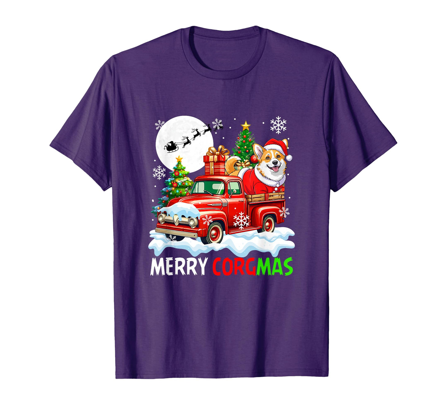 Merry Christmas Santa Corgi On Pickup Truck Owner Kids T-Shirt