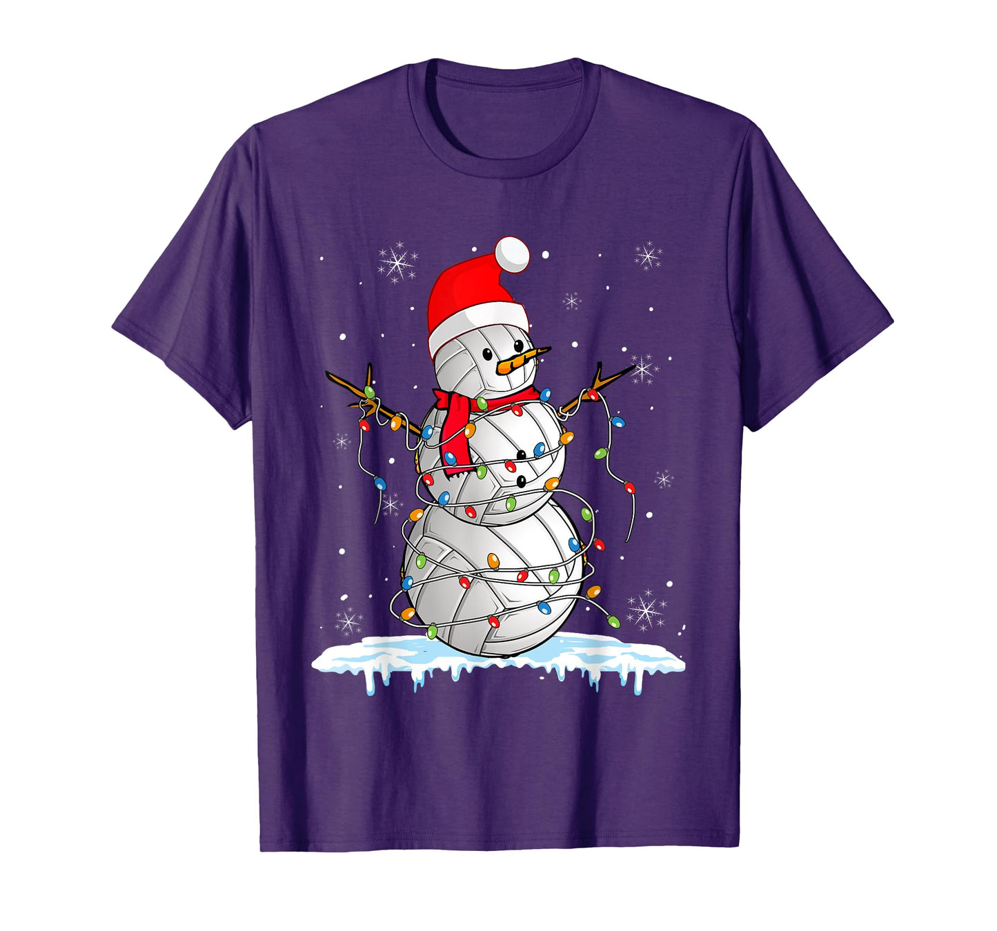 Snowmies Santa Lights Christmas Snowman Volleyball Pajamas T-Shirt