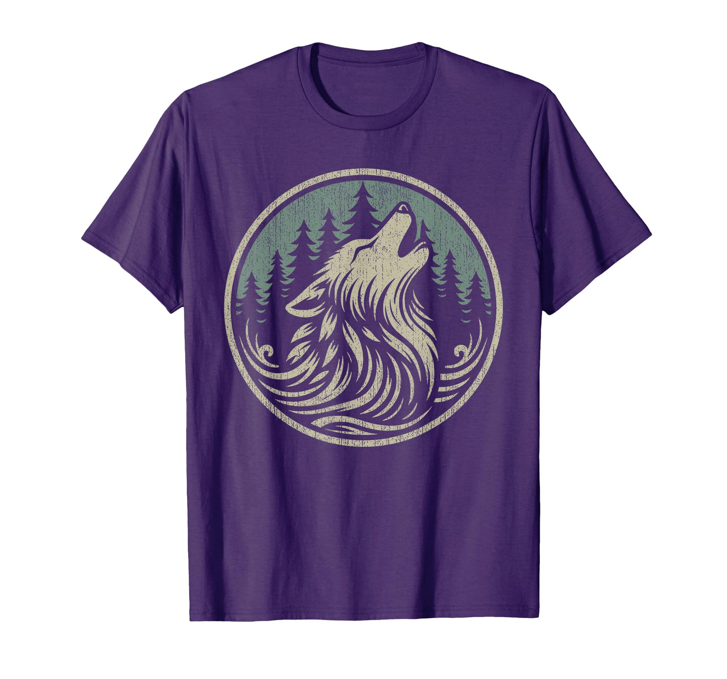 Nature Camping Vintage Forest Wildlife Wolf Outdoor Graphic T-Shirt