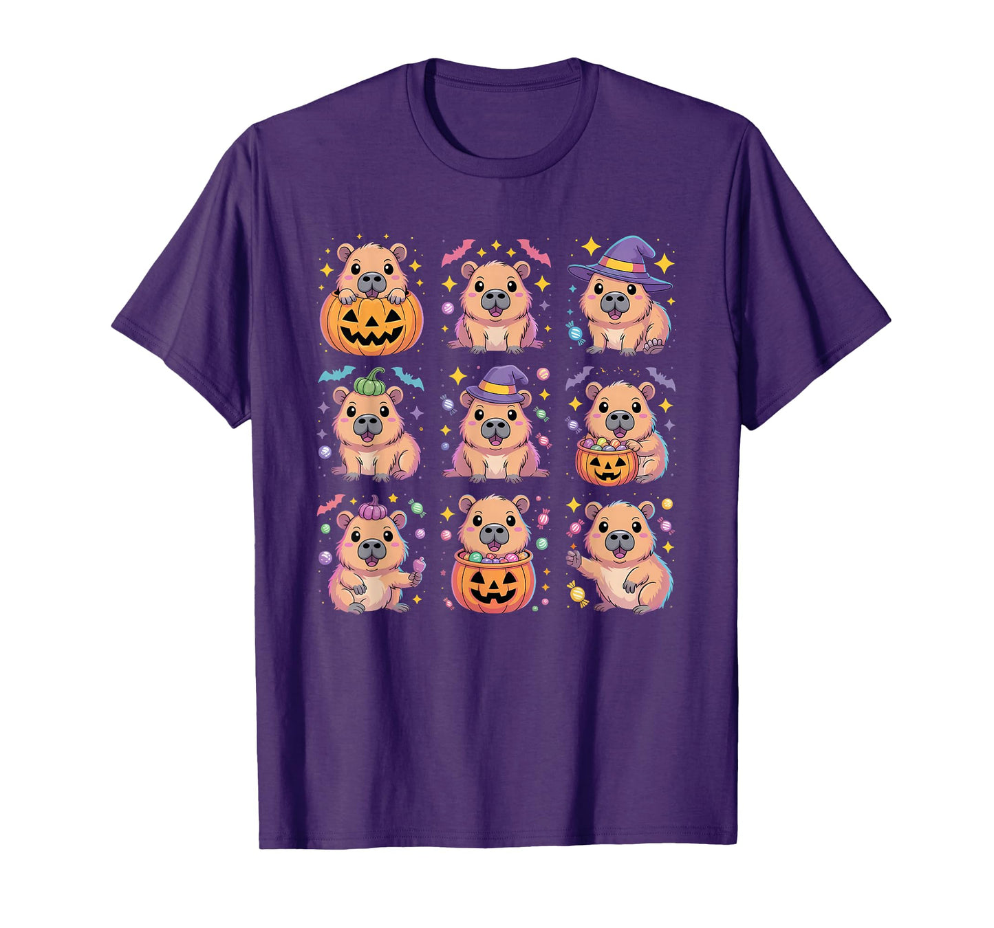 Halloween Capybara Pumpkin Kawaii Witch Costume T-Shirt