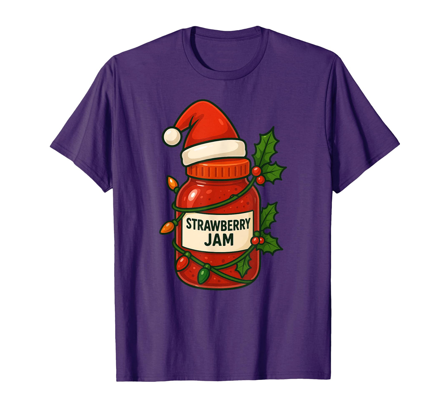 Strawberry Jam Merry Christmas Santa Hat Xmas Boys Girls Kid T-Shirt