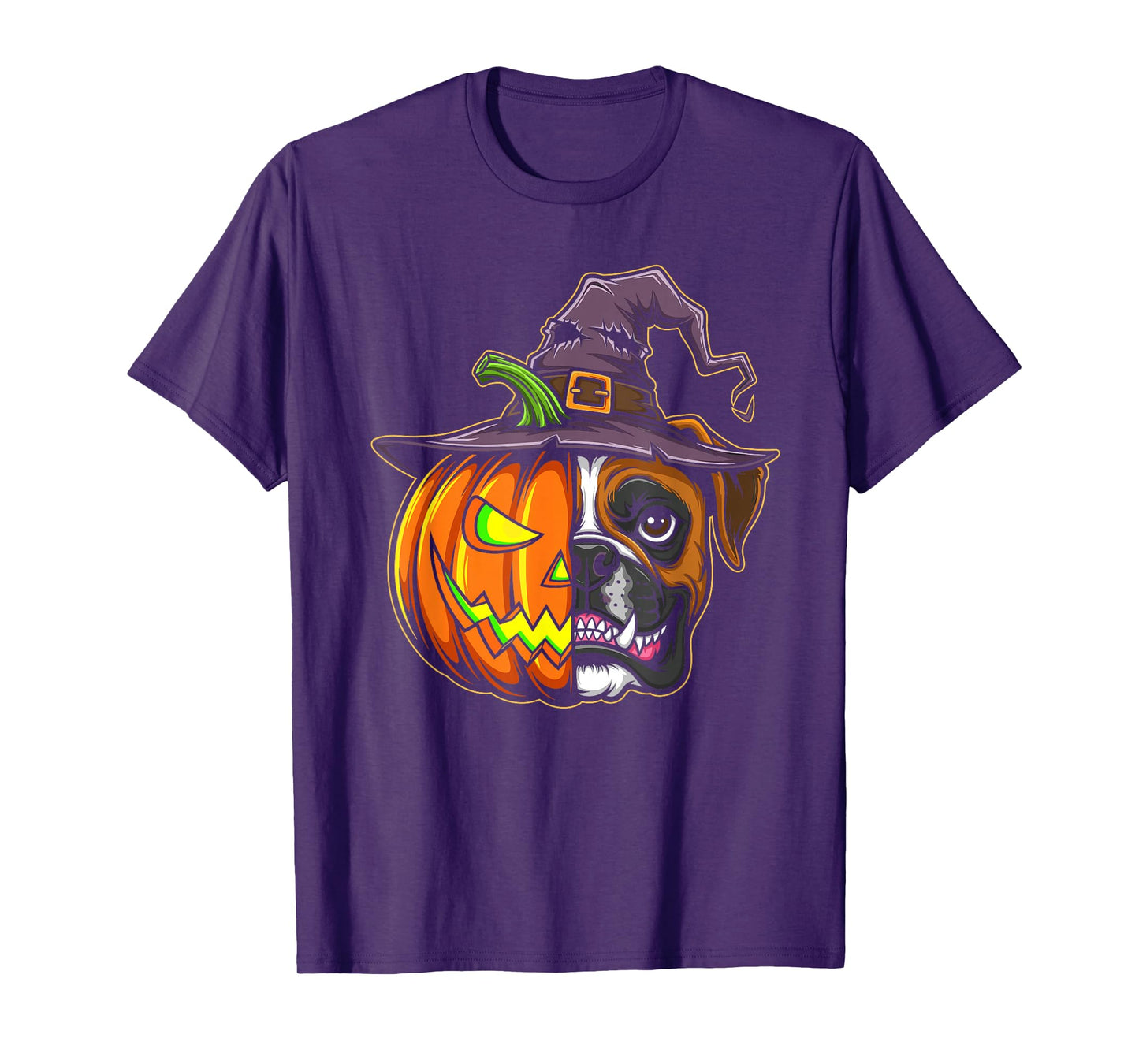 Boxer Dog Pumpkin Jack O Lantern Halloween Kids Mens Womens T-Shirt