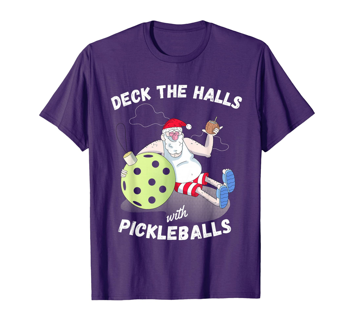 Funny Christmas Party Pickleball Drunk Santa T-Shirt