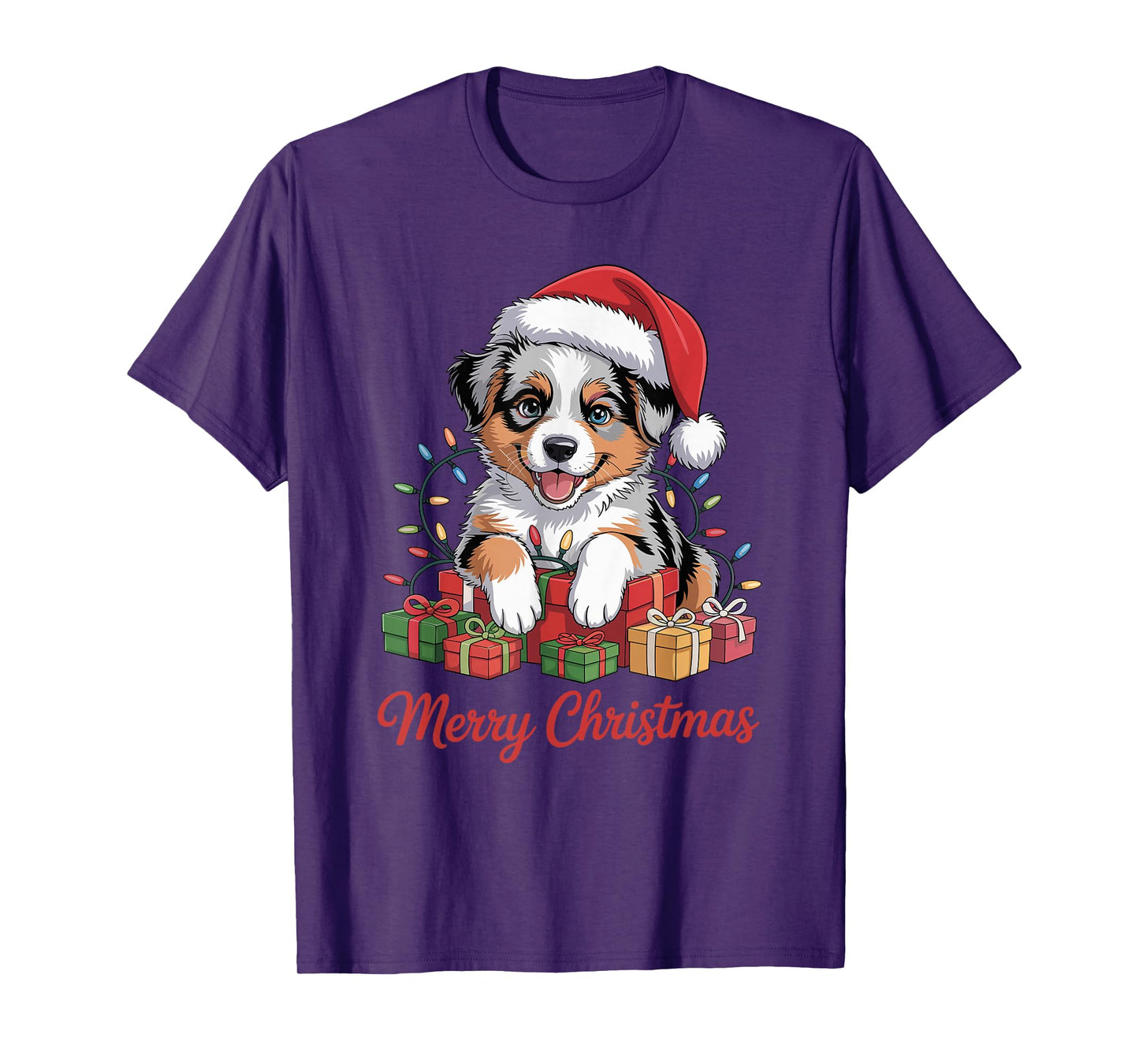 Cute Australian Shepherd Christmas Holiday Aussie Dog Lover T-Shirt